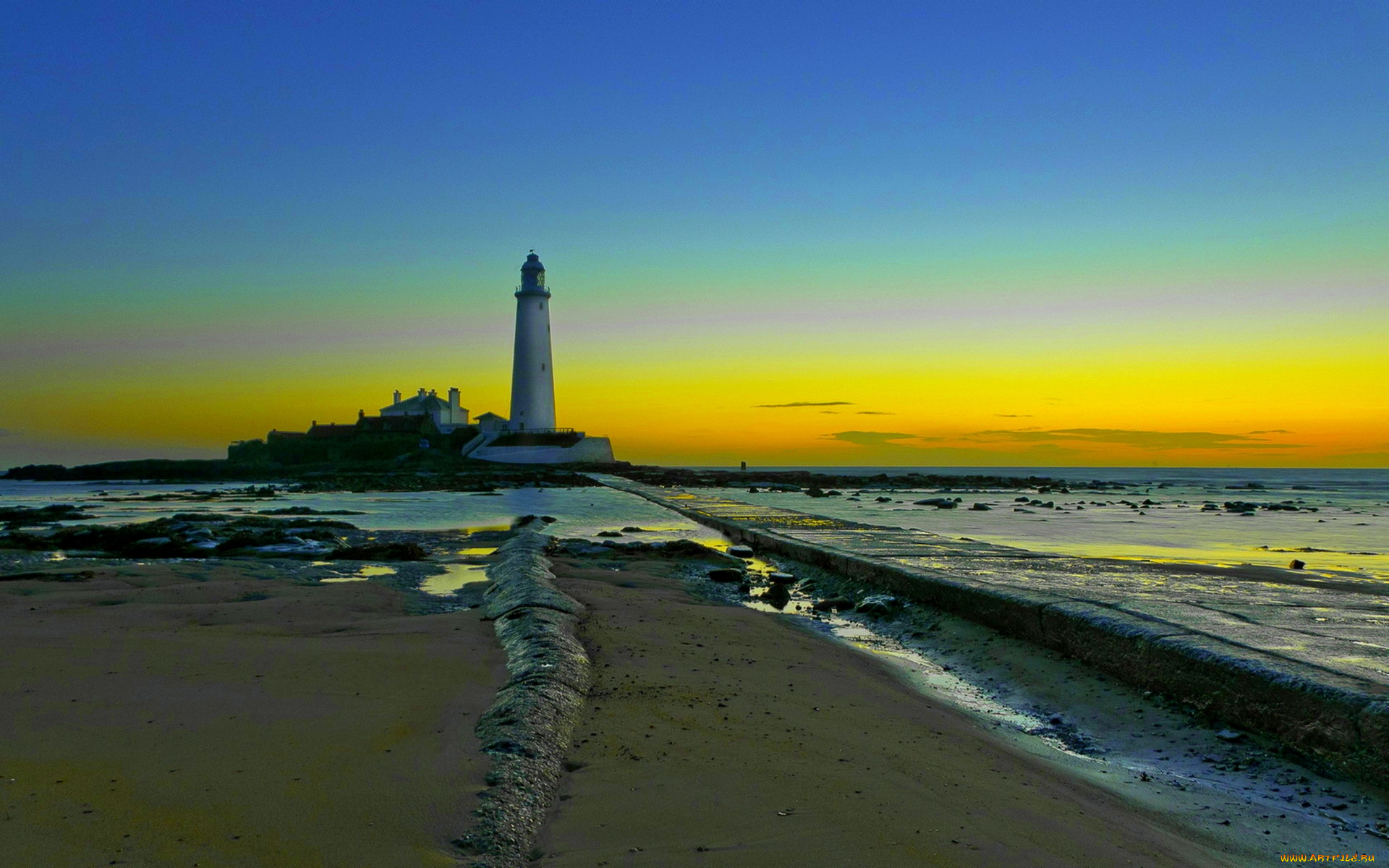 lighthouse, природа, маяки, облака, море, маяк, берег