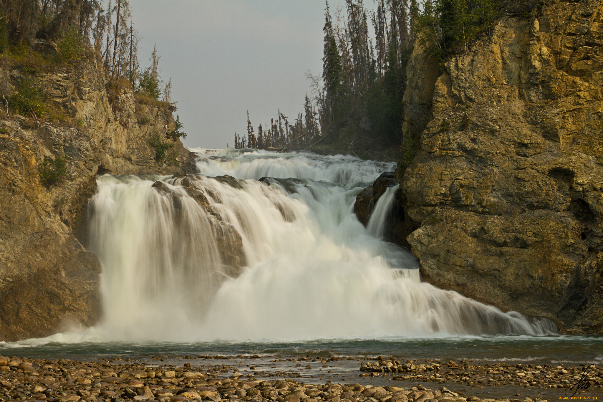 smith, river, falls, природа, водопады, fort, halkett, provincial, park, british, columbia, canada, канада, поток, скалы