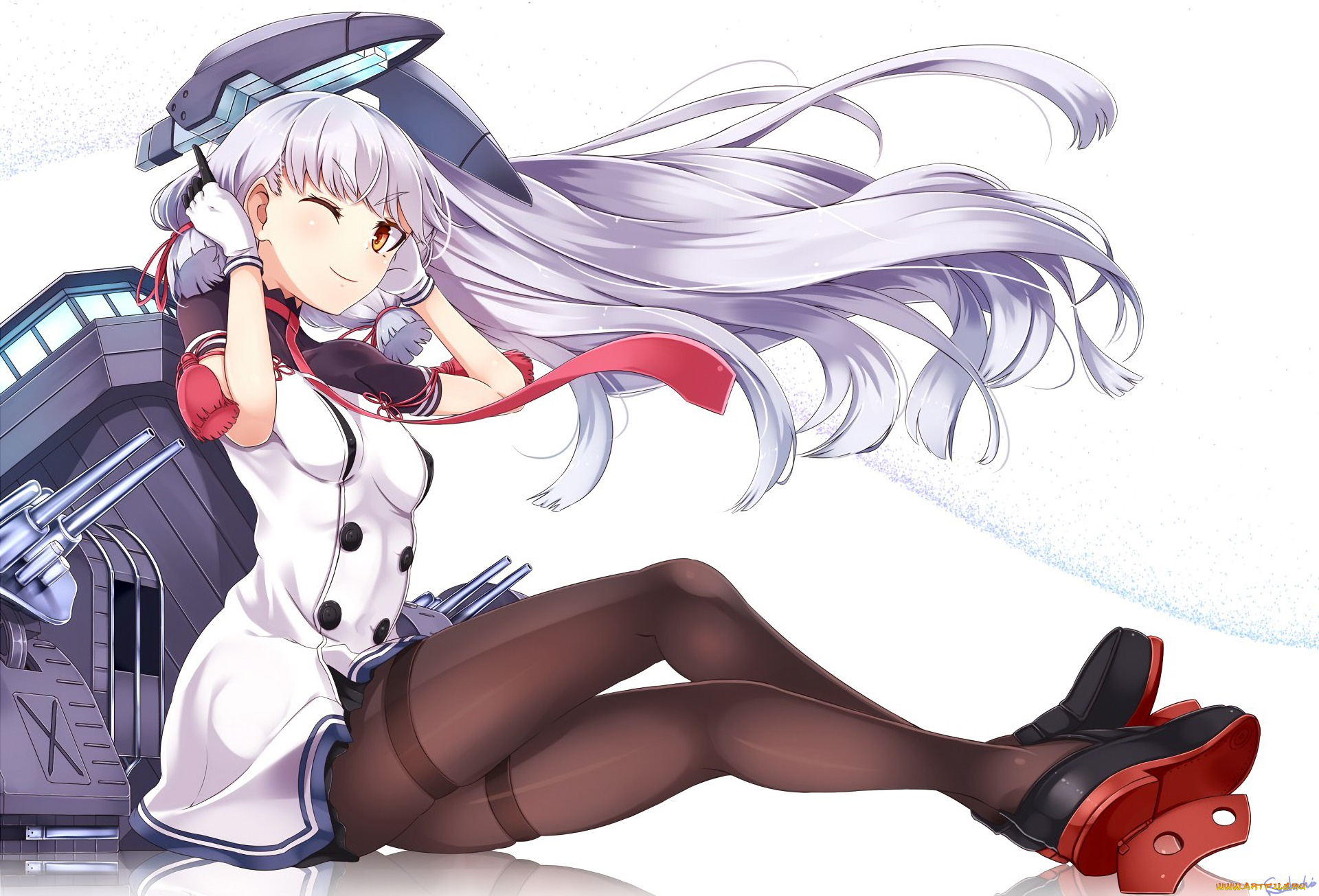 аниме, kantai, collection, девушка, фон, взгляд