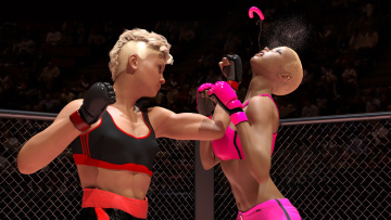 Картинка 3д+графика спорт+ sport взгляд девушки бой ринг фон