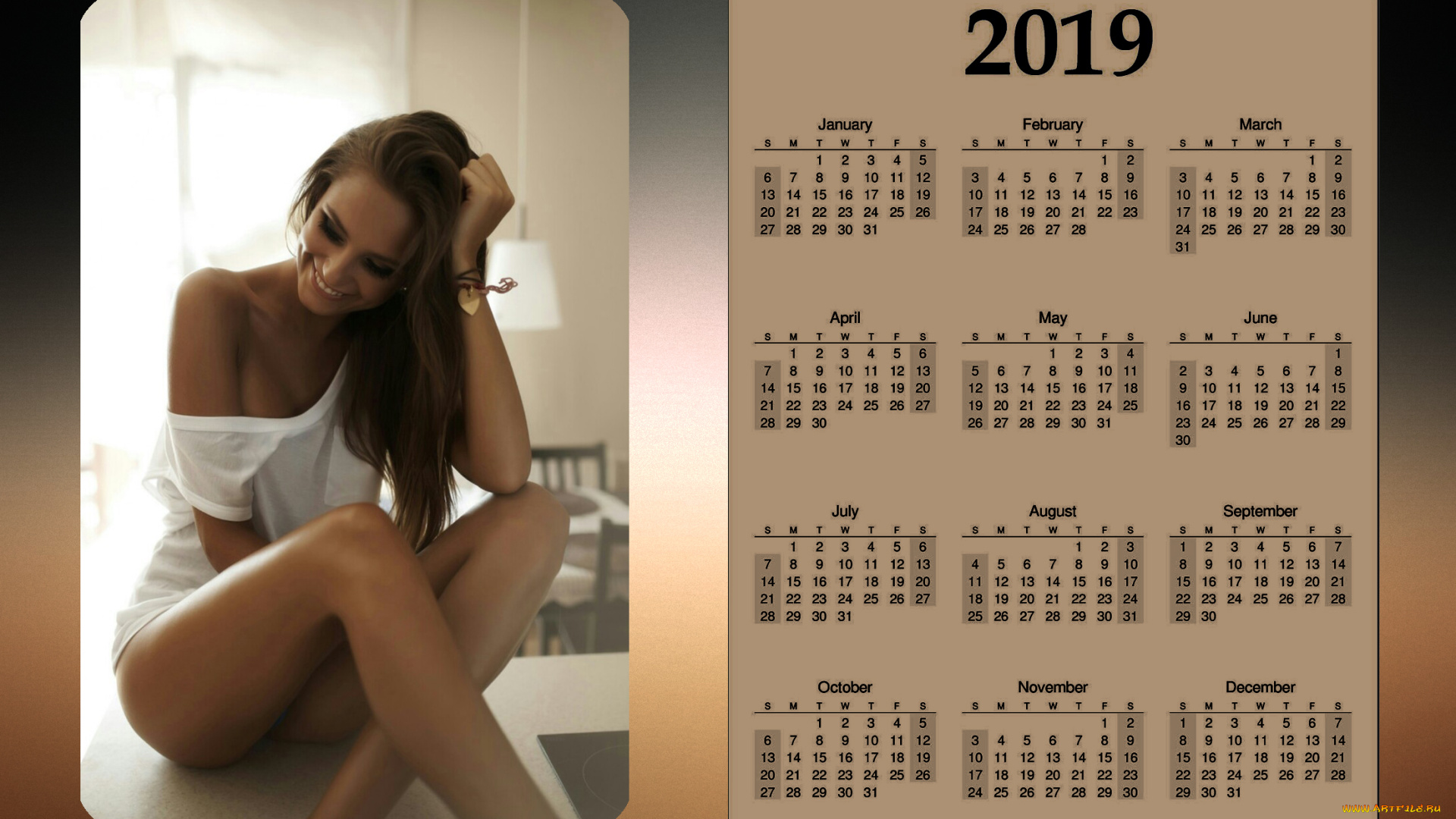 календари, девушки, улыбка