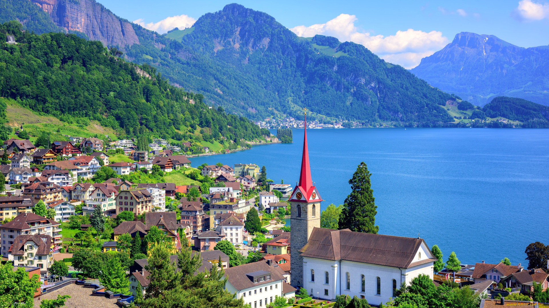 engelberg, lake, lucerne, switzerland, города, -, панорамы, lake, lucerne