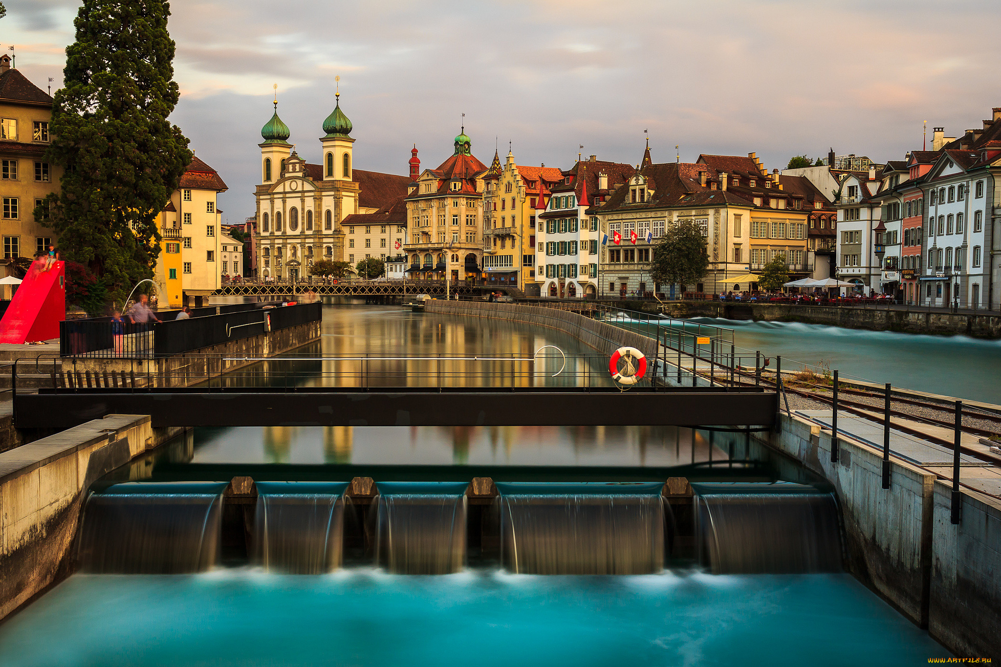 lucerne, города, люцерн, , швейцария, канал, плотина, набережная, здания