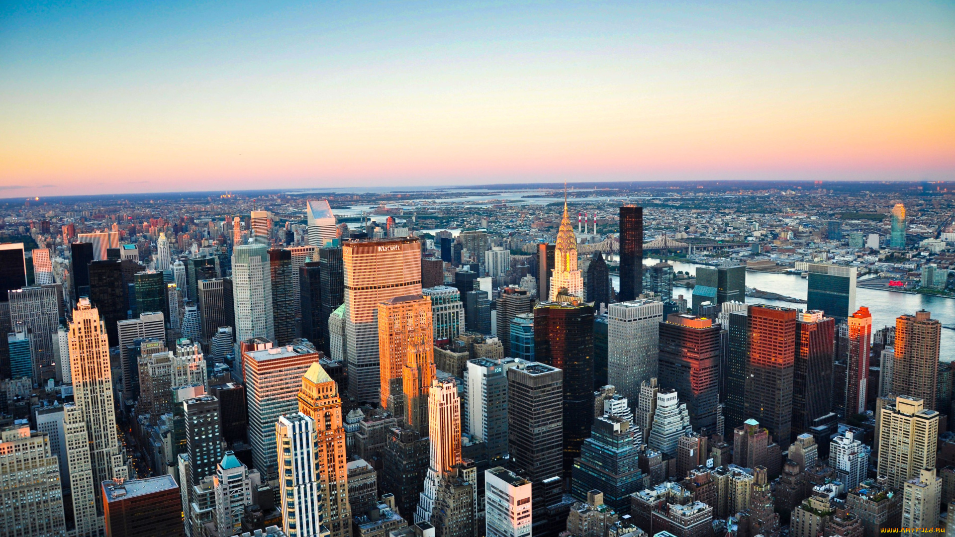 города, нью, йорк, сша, панорама, небоскребы