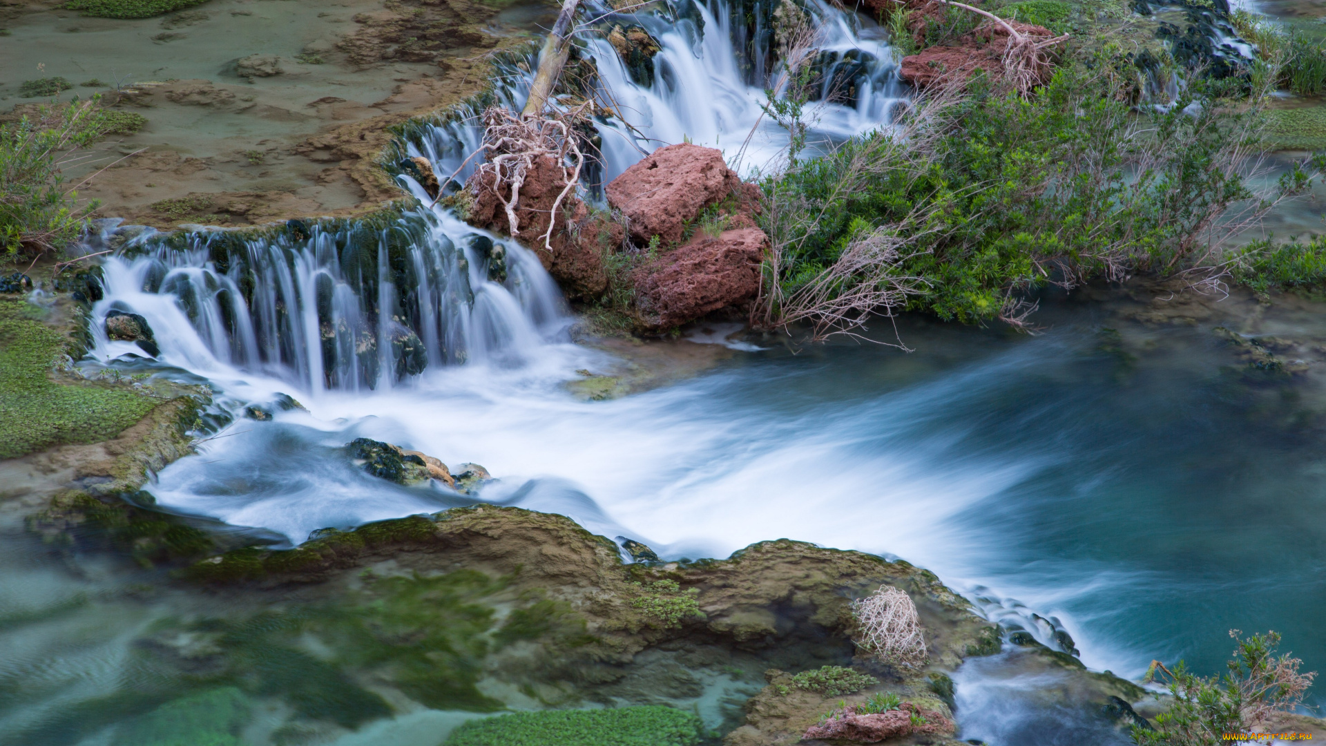 природа, водопады, аризона, вода, поток