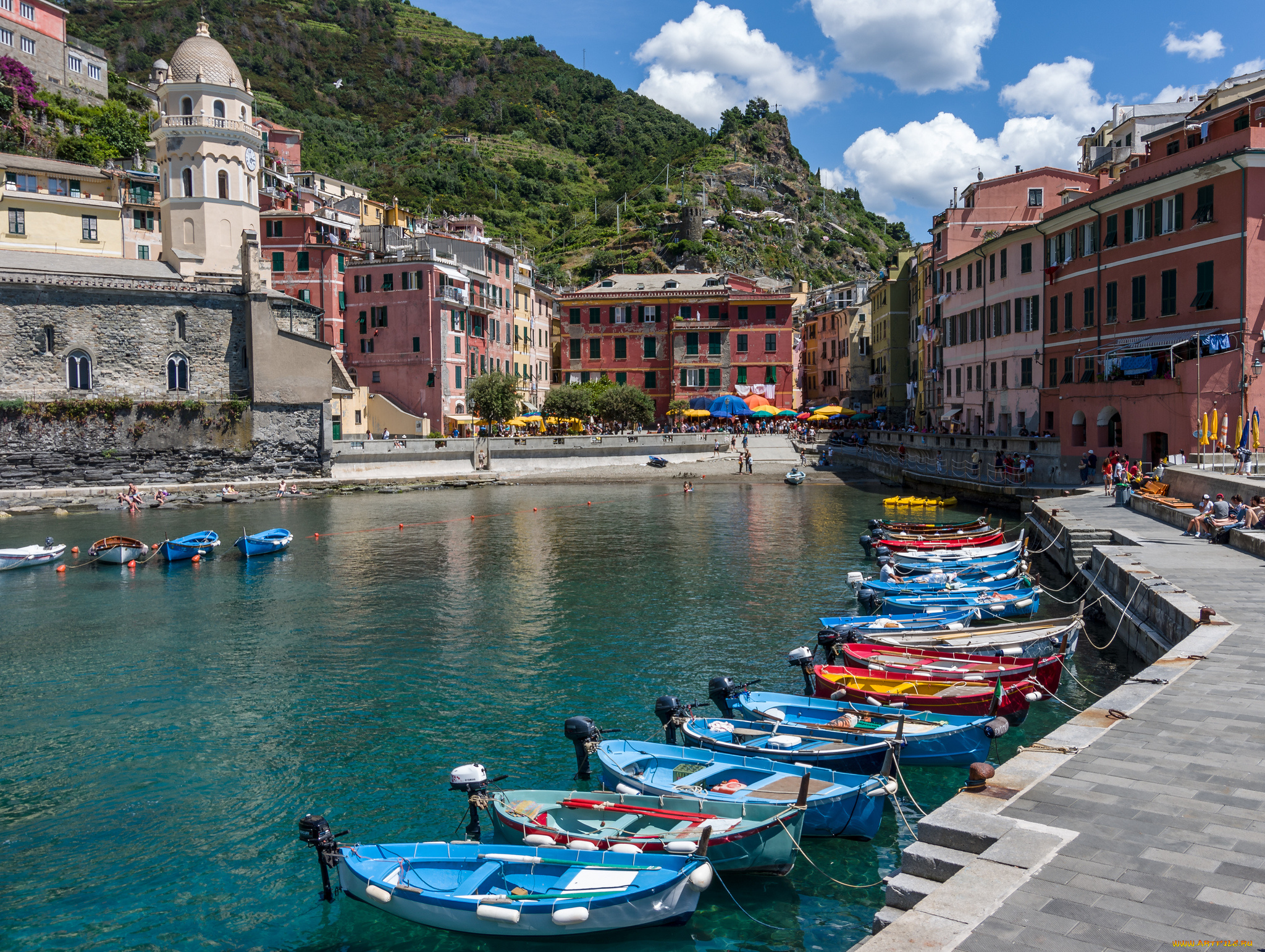 vernazza, italy, корабли, порты, причалы, набережная, город, моторные, лодки