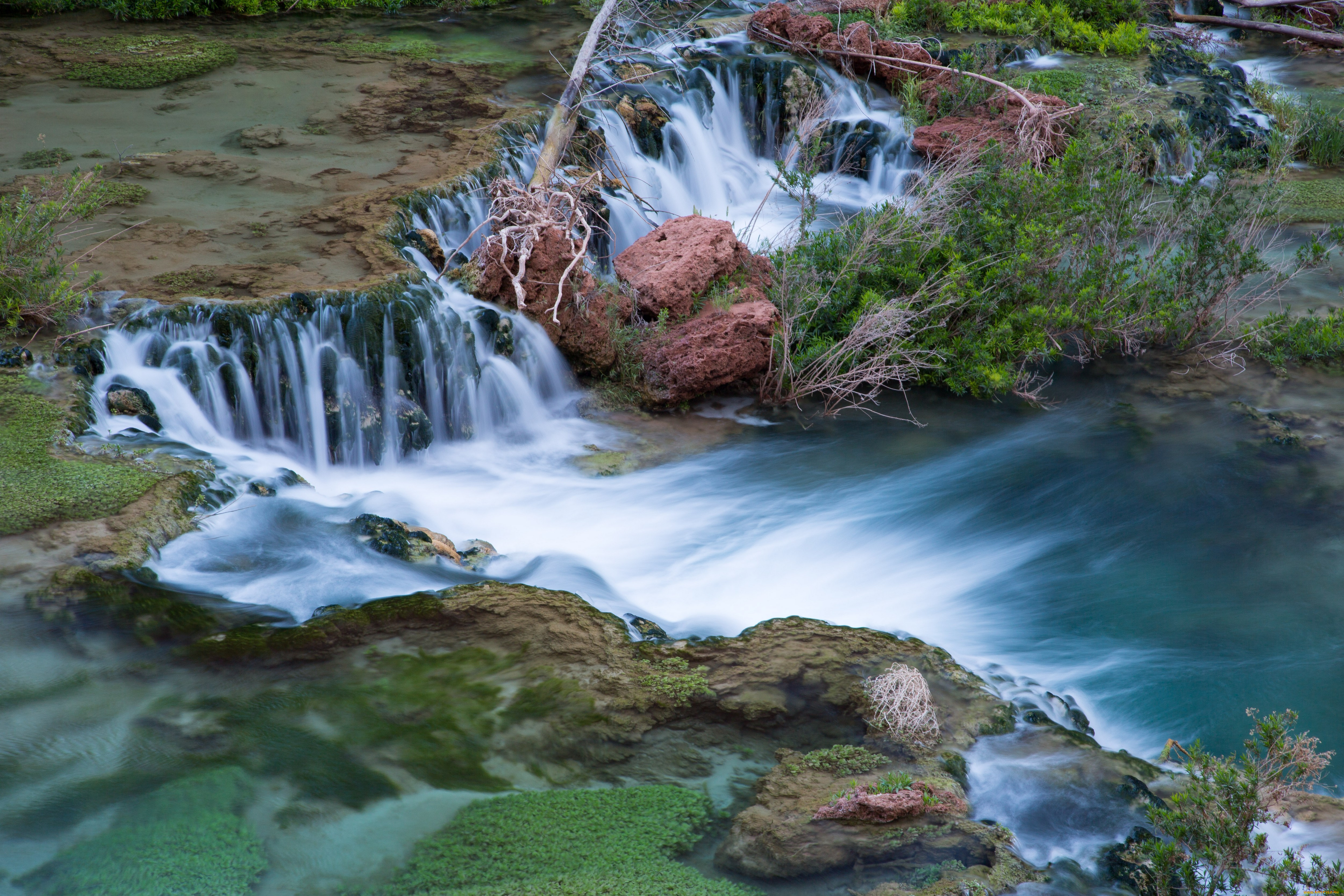 природа, водопады, аризона, вода, поток