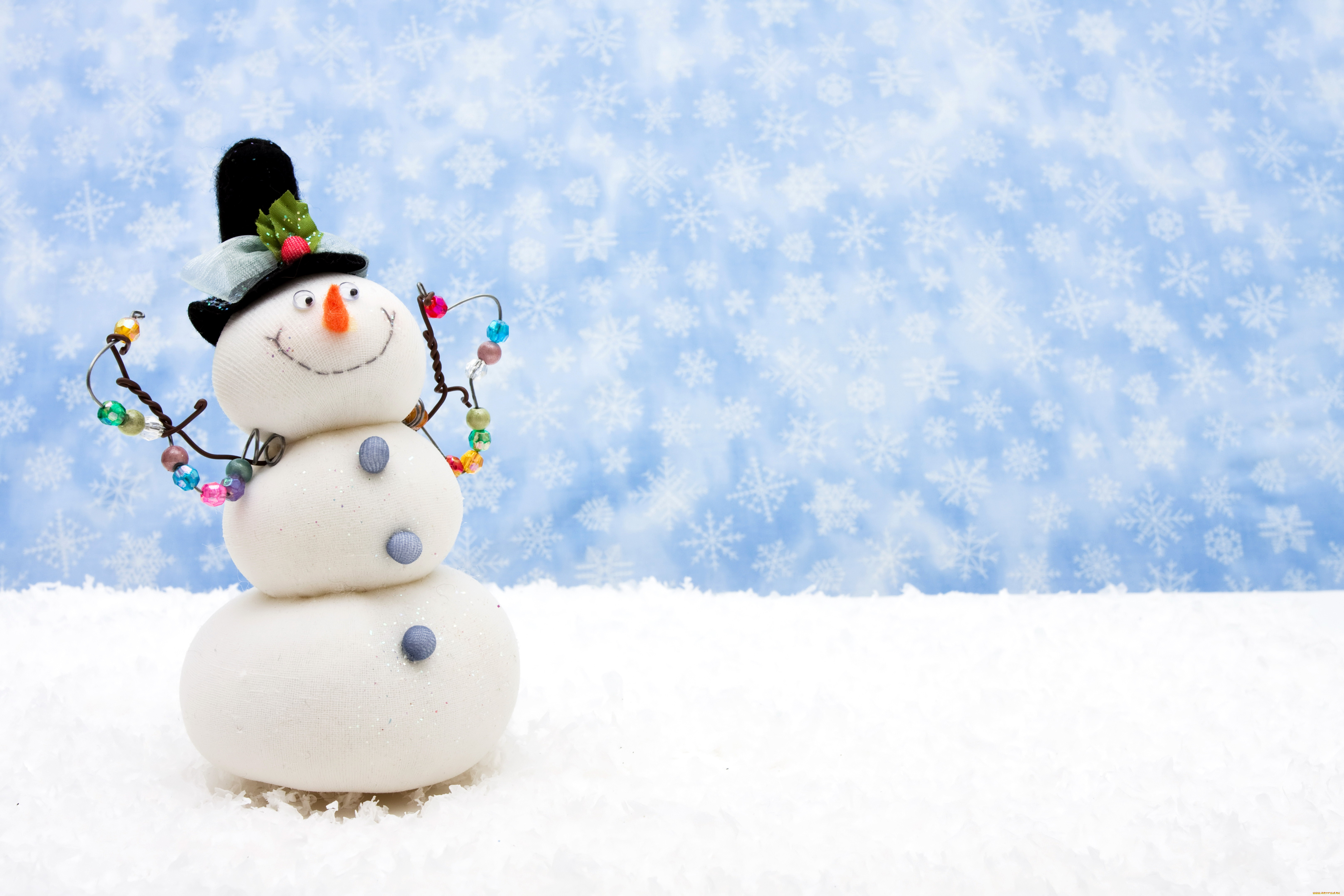 праздничные, снеговики, снежинки, шляпа, снеговик