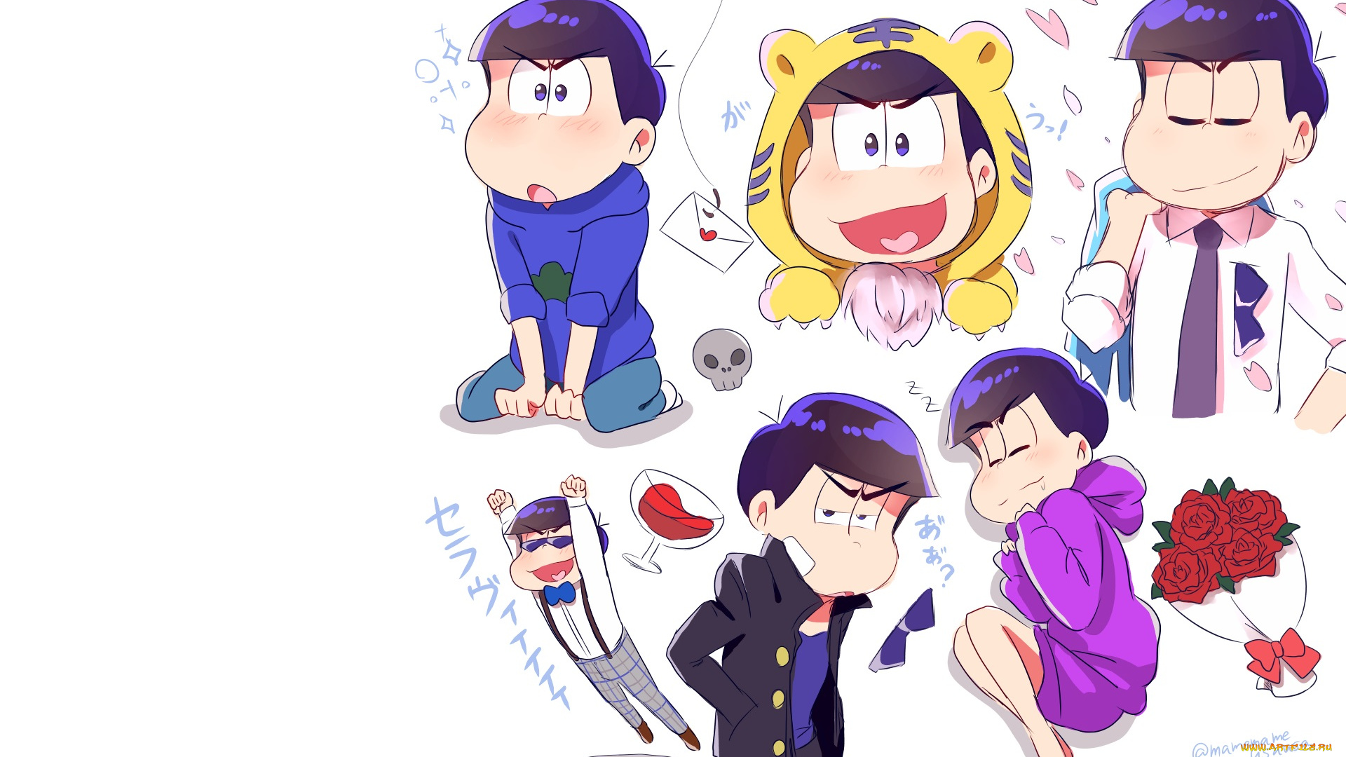 аниме, osomatsu-san, matsuno, karamatsu