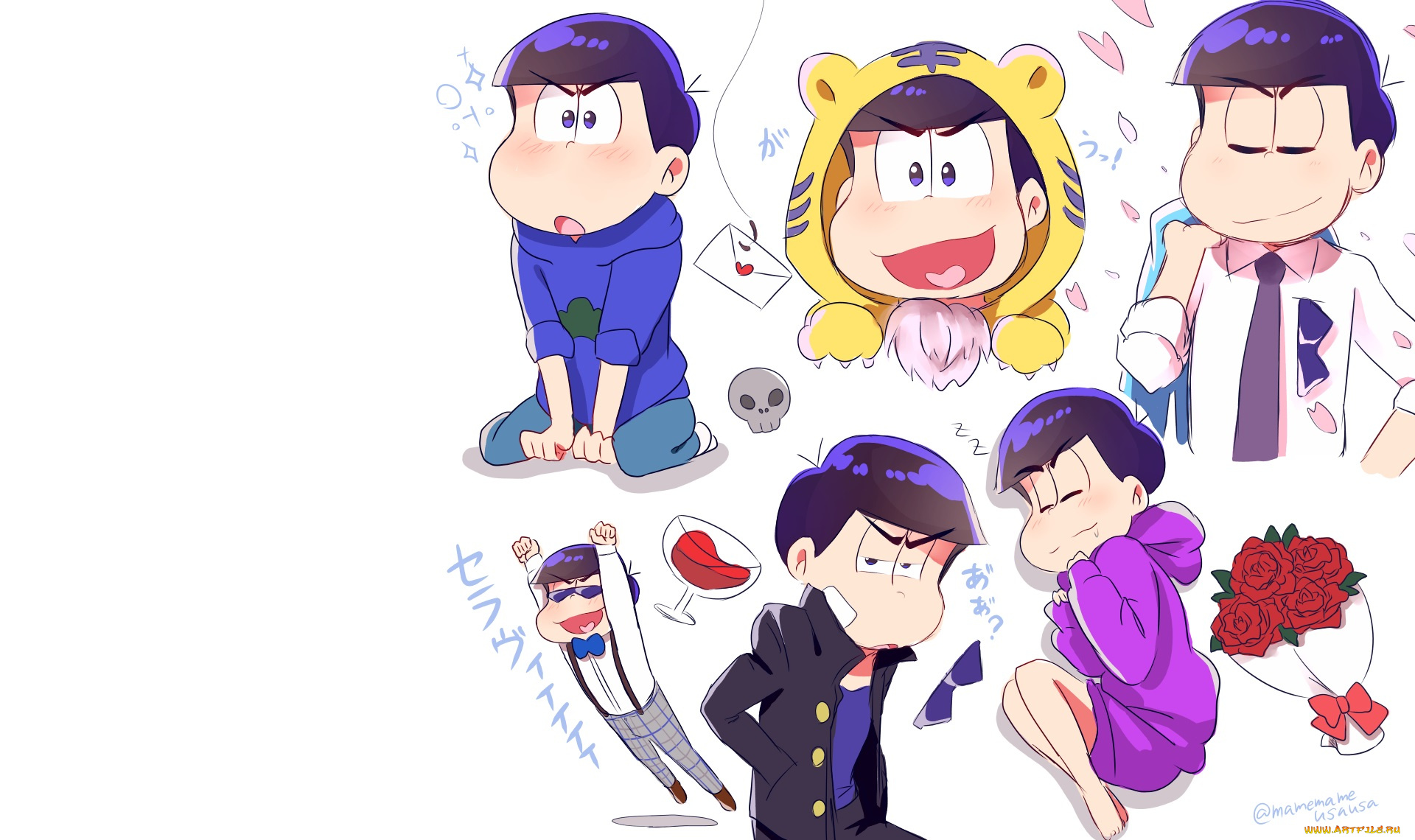 аниме, osomatsu-san, matsuno, karamatsu