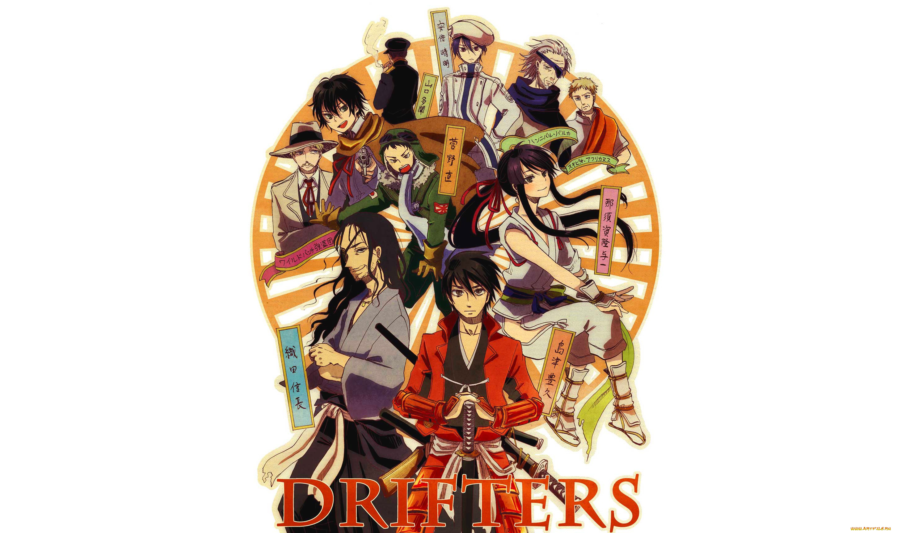 аниме, drifters, персонажи