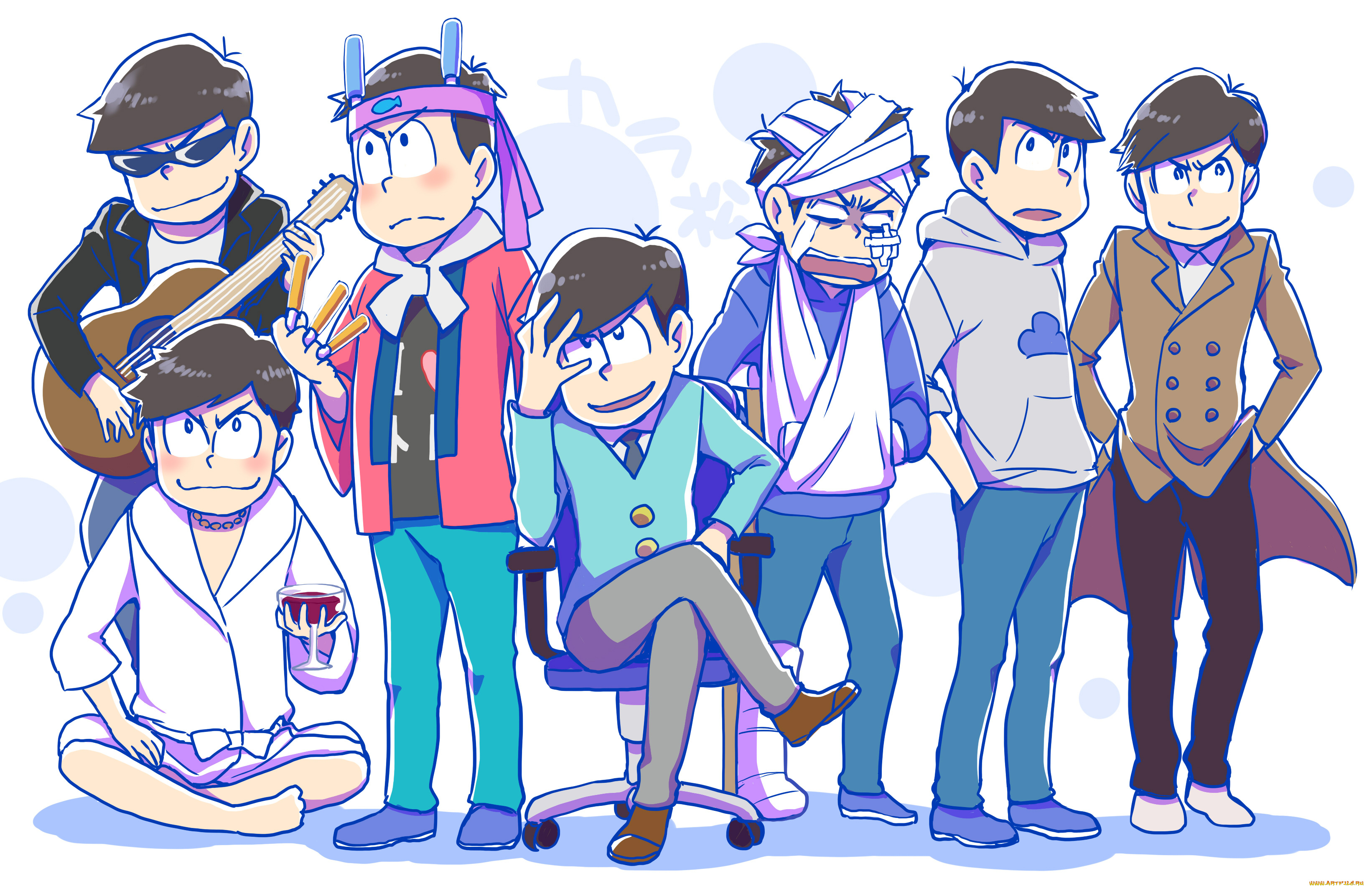 аниме, osomatsu-san, парни