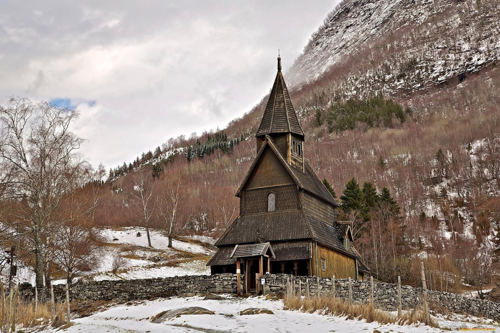 города, -, православные, церкви, , монастыри, норвегия, деревянная, церковь, зима, религия