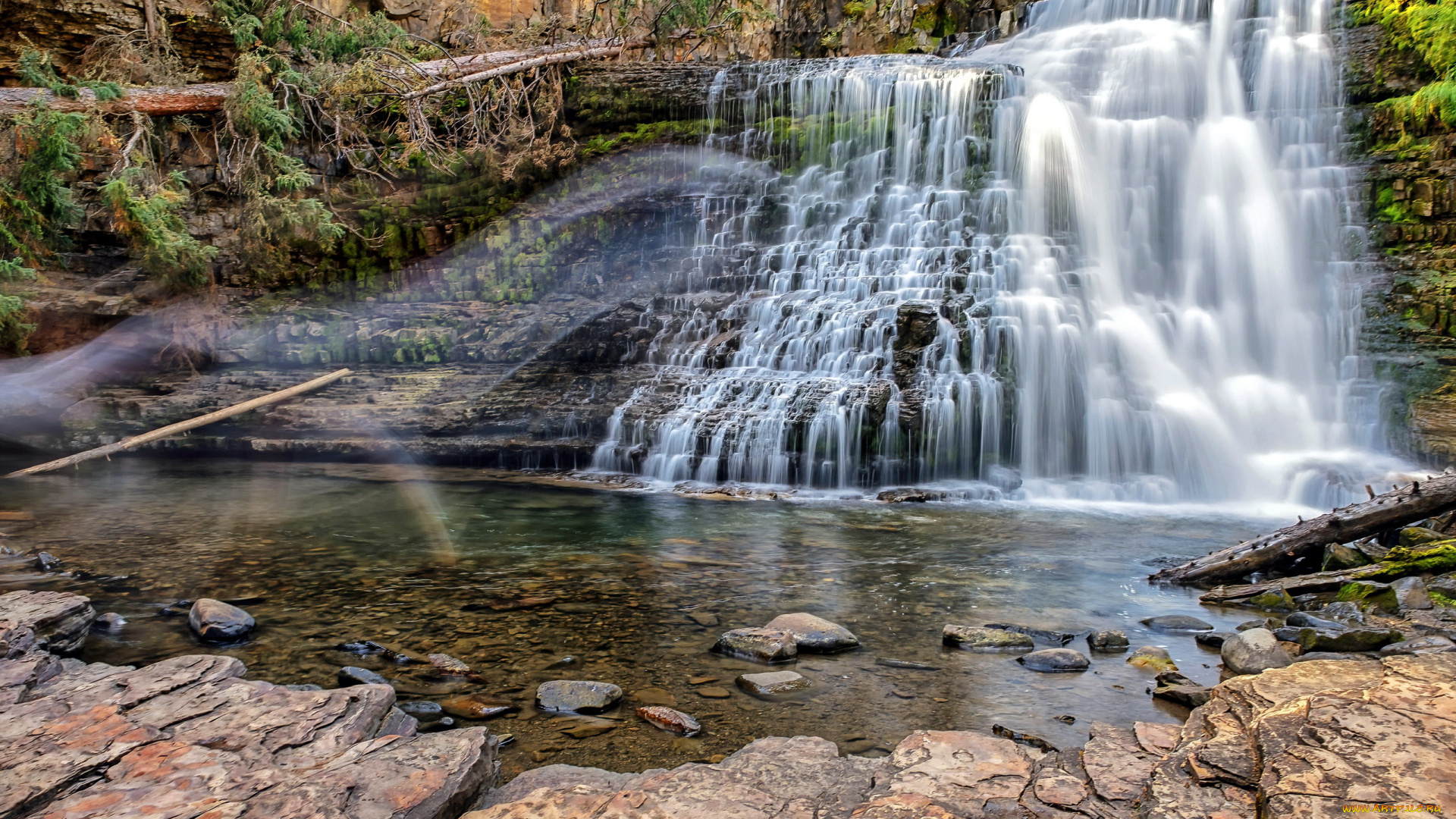 ouzel, falls, montana, природа, водопады, ouzel, falls