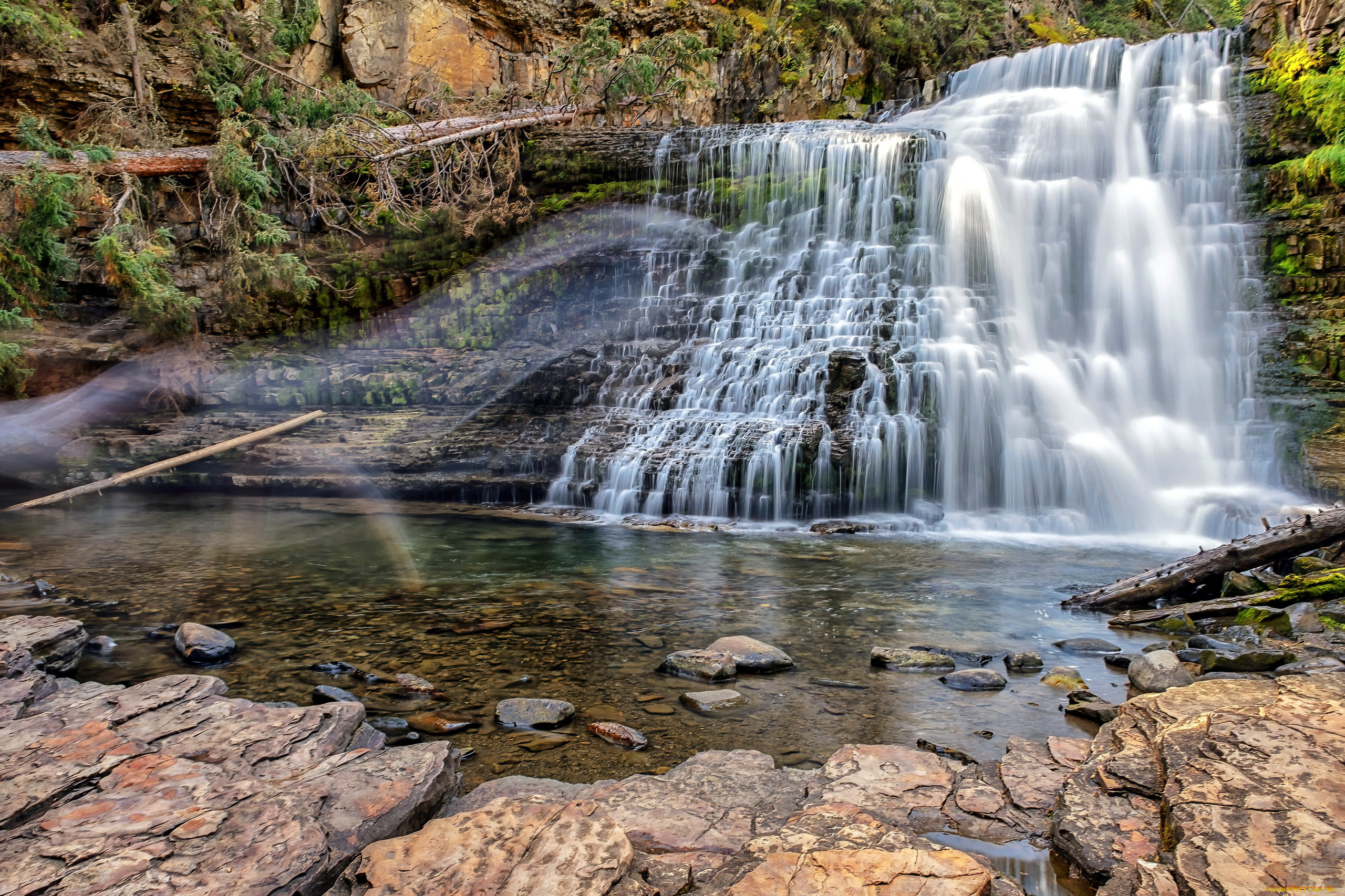 ouzel, falls, montana, природа, водопады, ouzel, falls