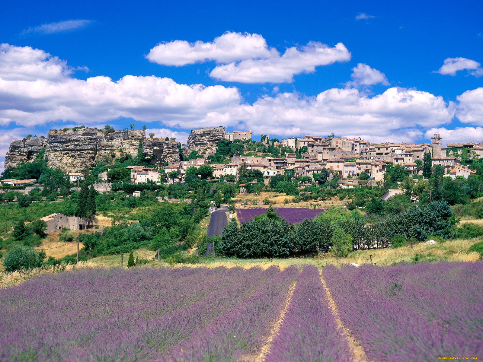 hills, of, saignon, france, города, пейзажи