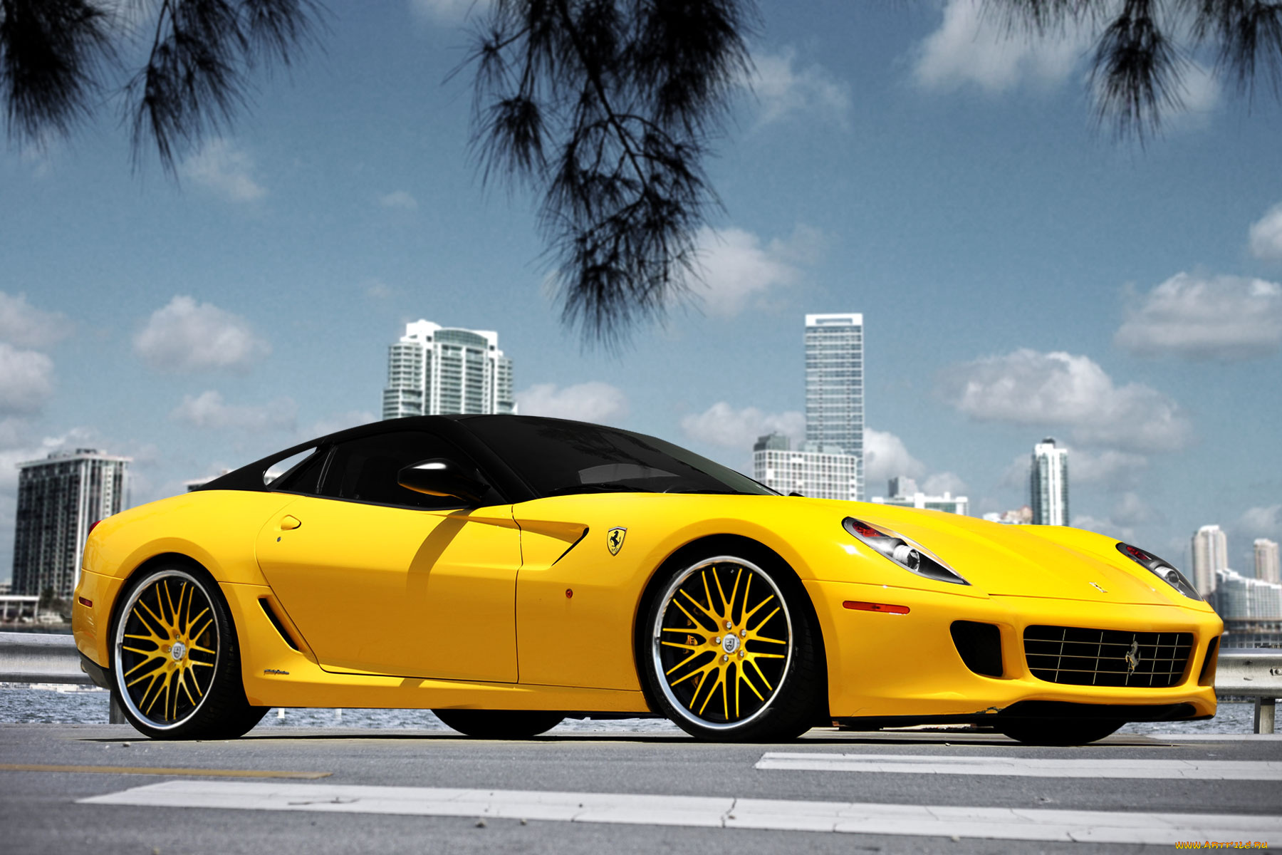 автомобили, ferrari, yellow, bird, sport, car, free