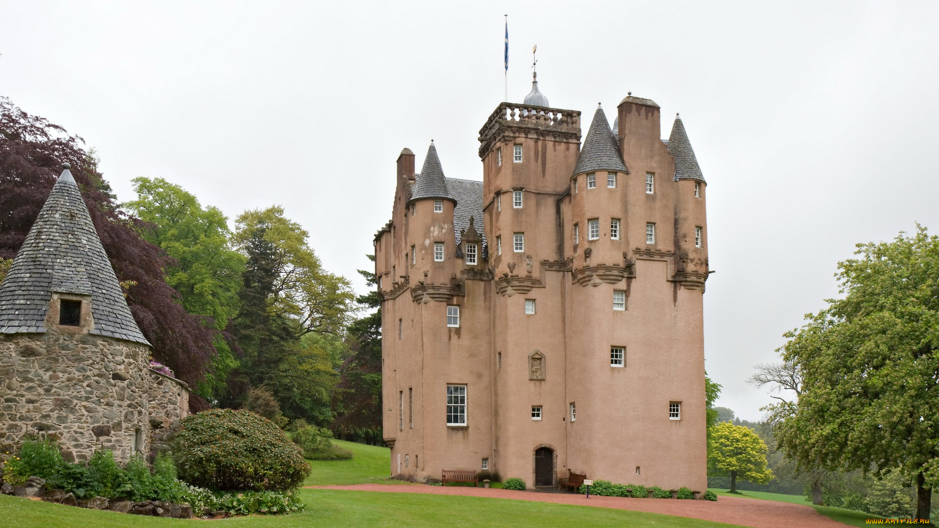 craigievar, castle, scotland, города, дворцы, замки, крепости, деревья, башни, замок