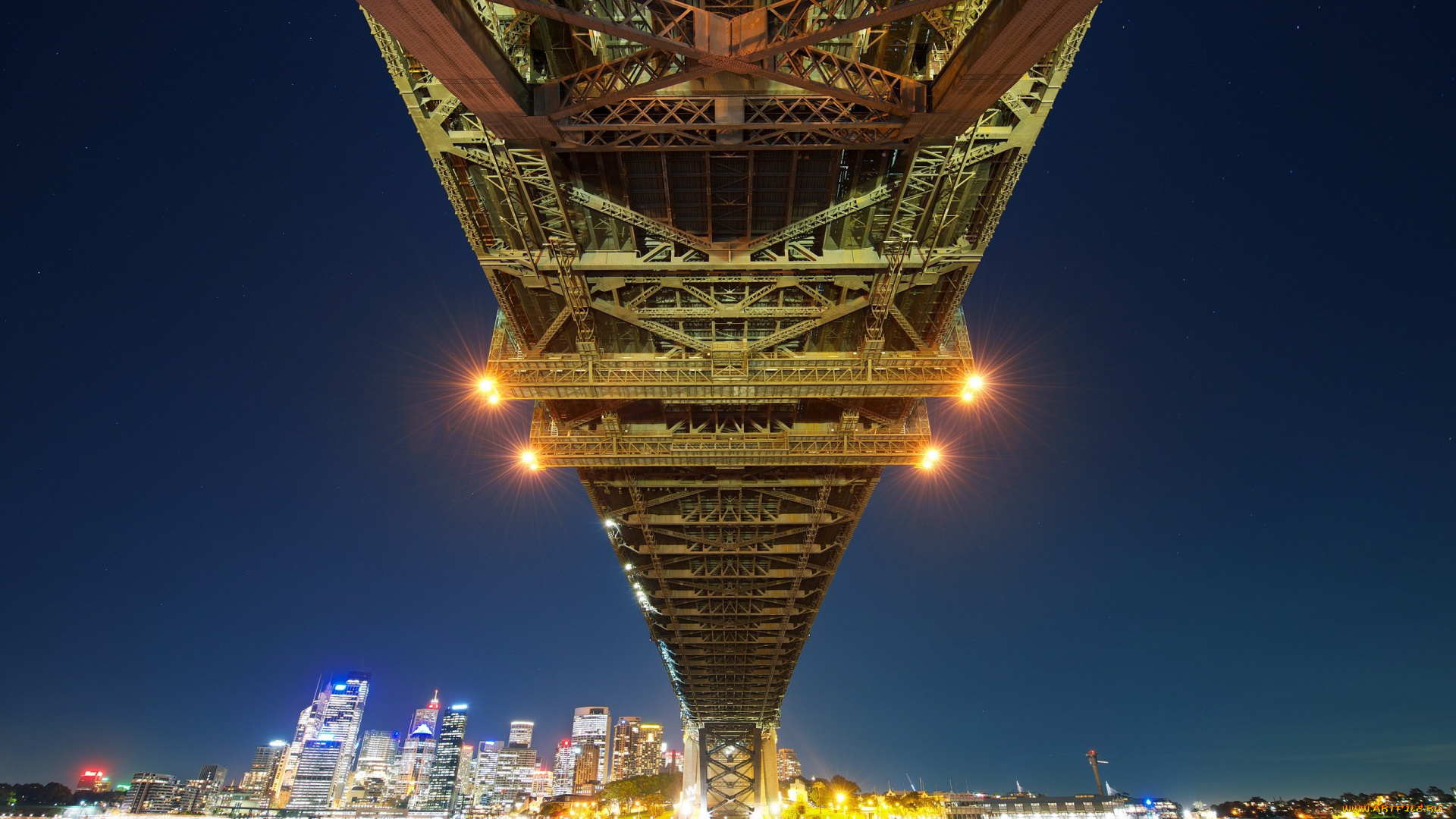 города, -, мосты, город, мост, здания, огни, sydney, bay, bridge