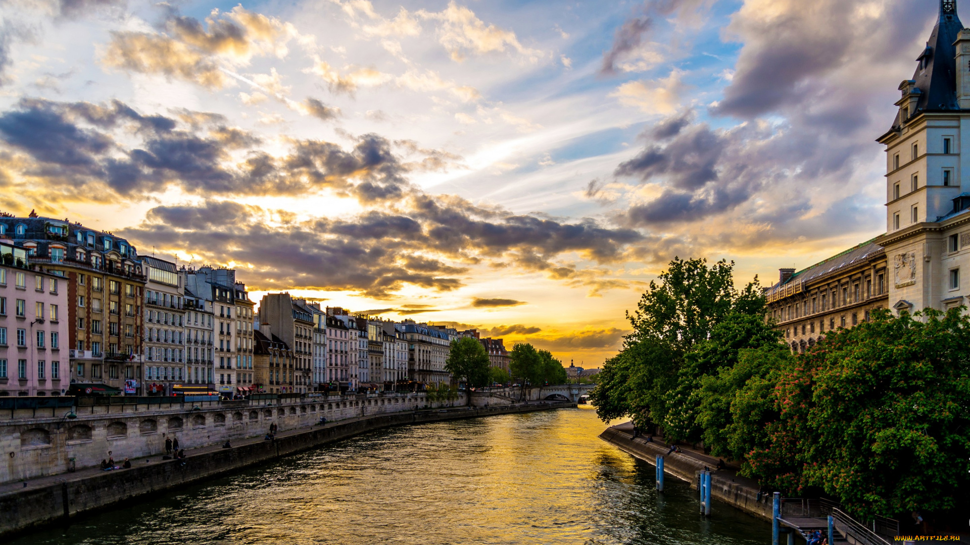 города, -, улицы, , площади, , набережные, rivers, houses, france, закат, дома, канал, река, франция