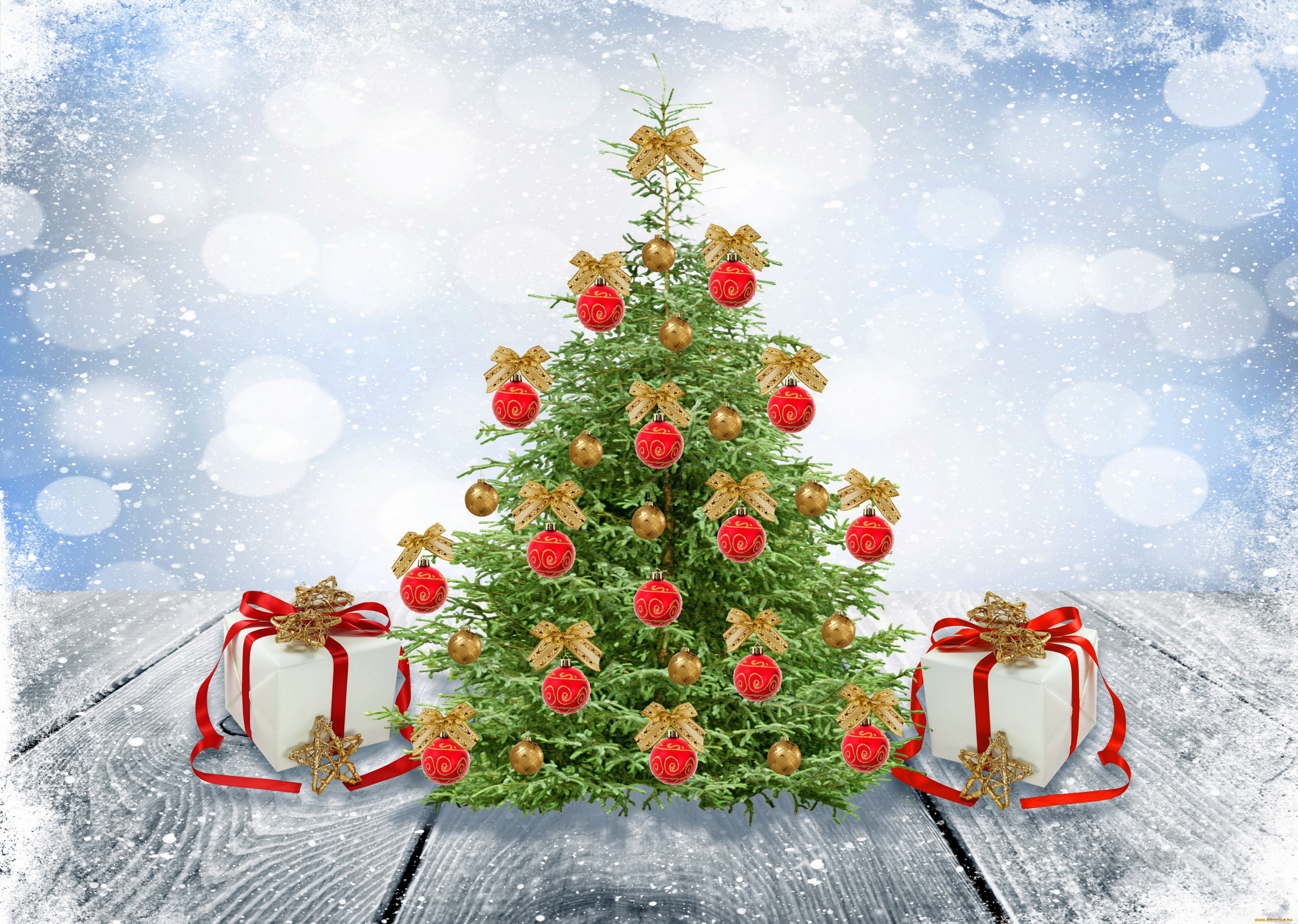 праздничные, Ёлки, шары, елка, зима, снег, merry, snow, winter, decoration, christmas, игрушки, банты, рождество, новый, год