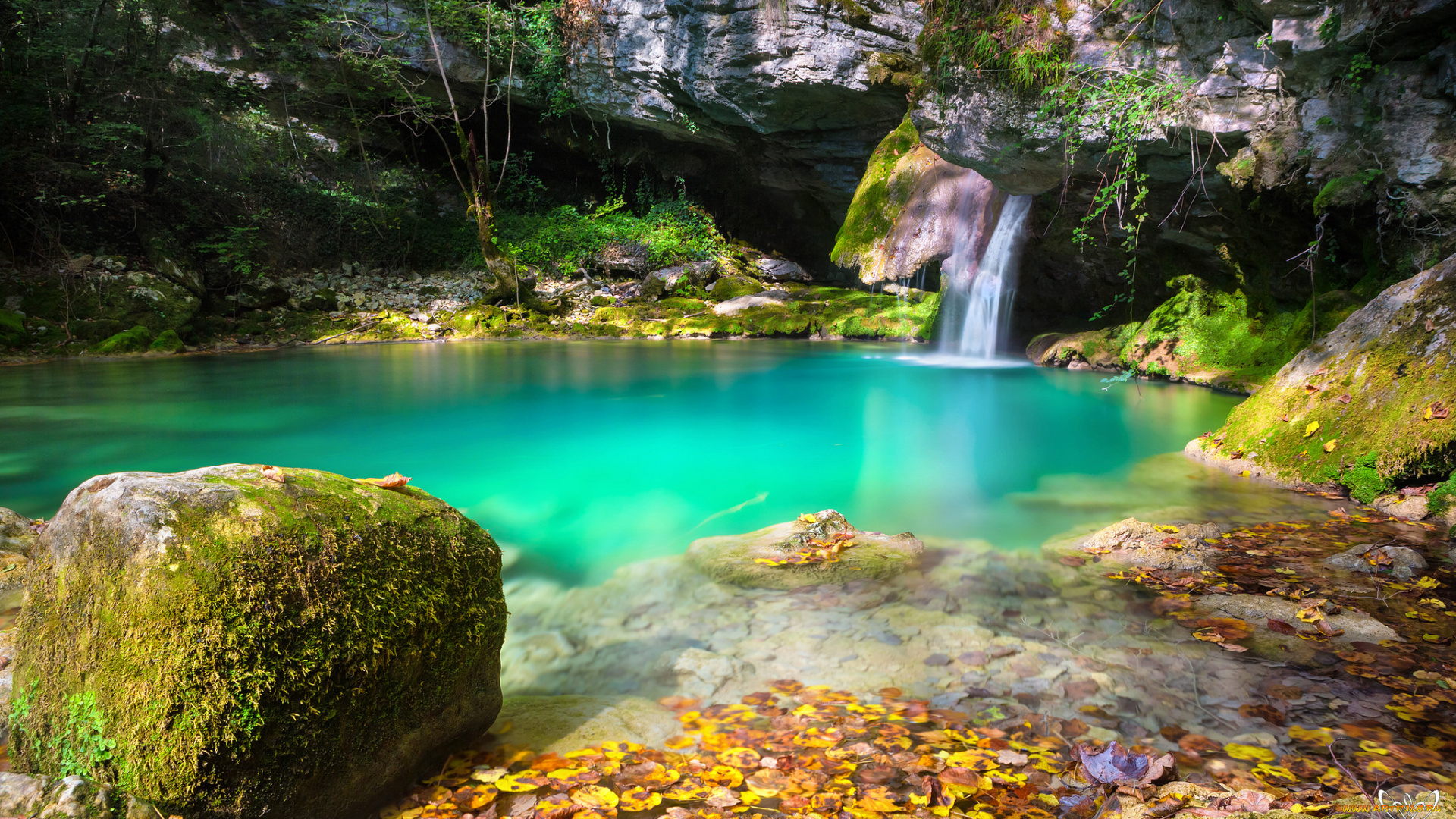 природа, водопады, лес, река, водопад