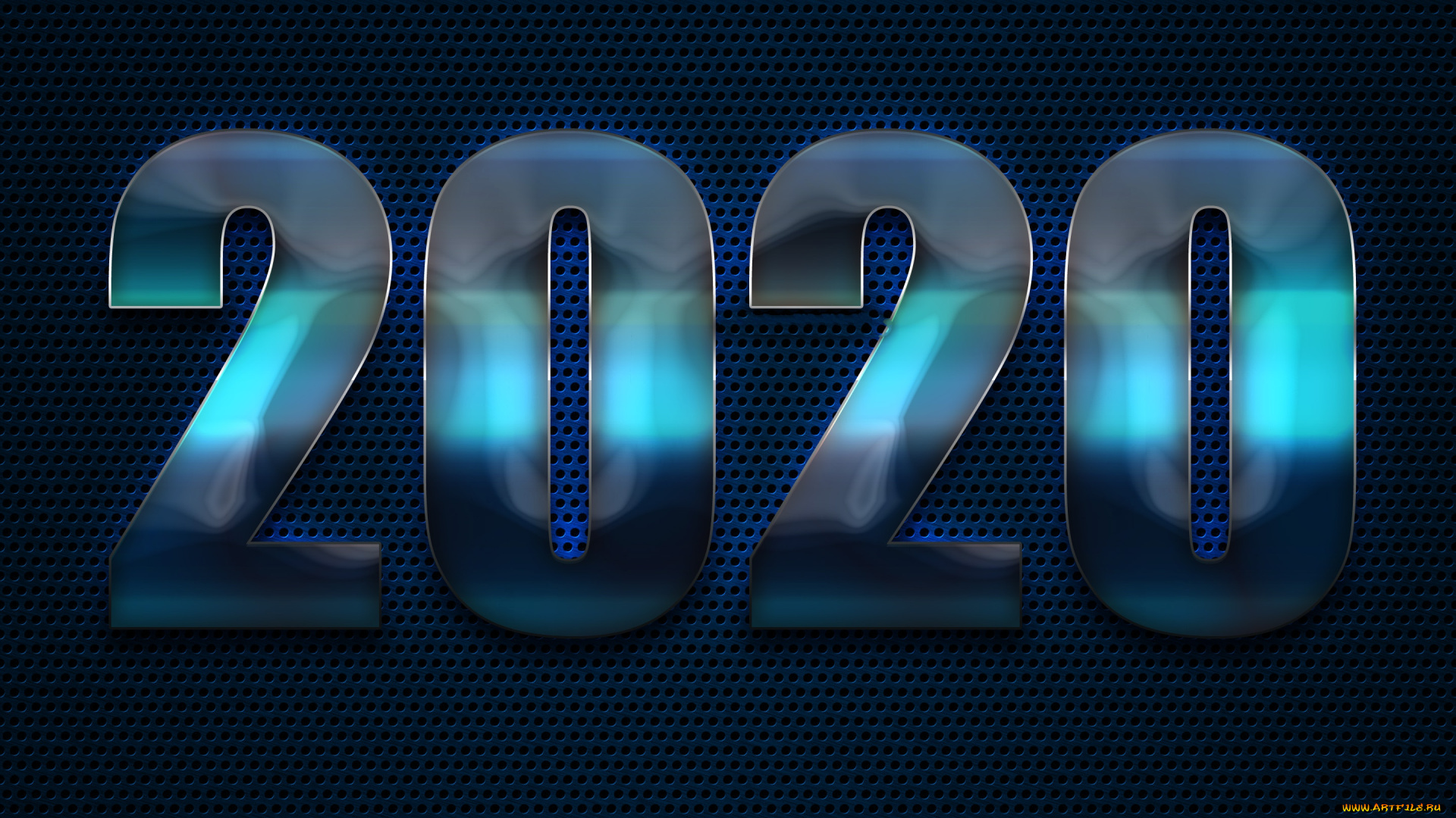 праздничные, 3д, графика, , новый, год, с, новым, годом, 2020, металлический, фон, творческий, металлические, цифры, синий, хромовых
