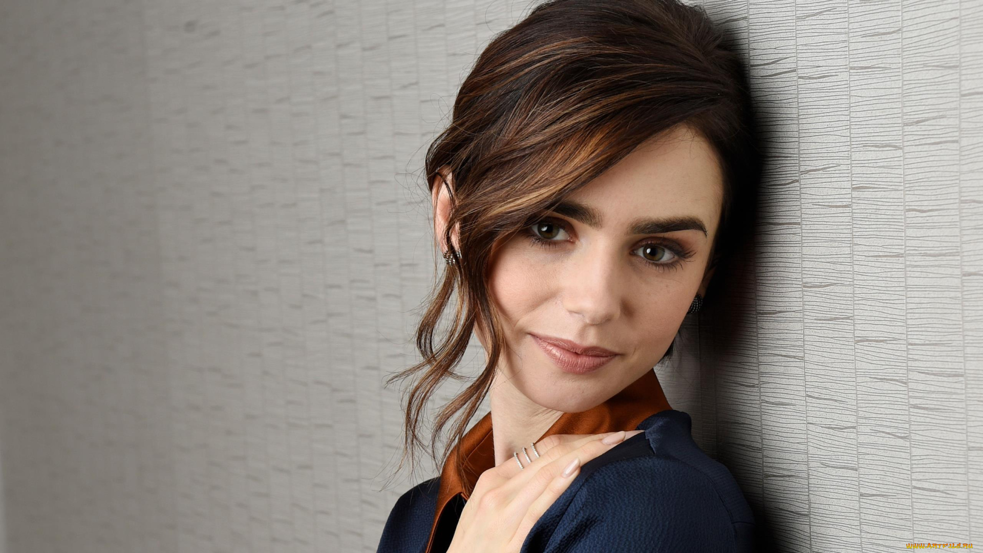 девушки, lily, collins, взгляд