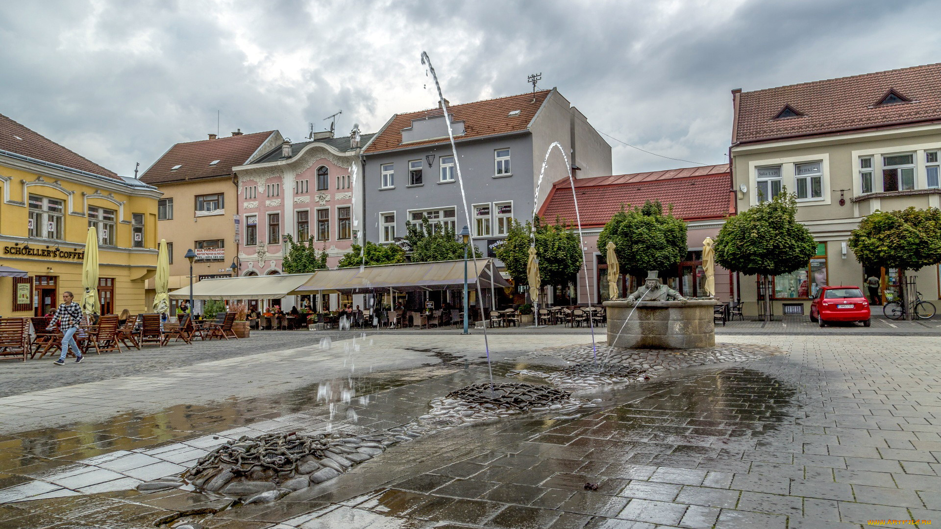 trencin, slovakia, города, -, фонтаны