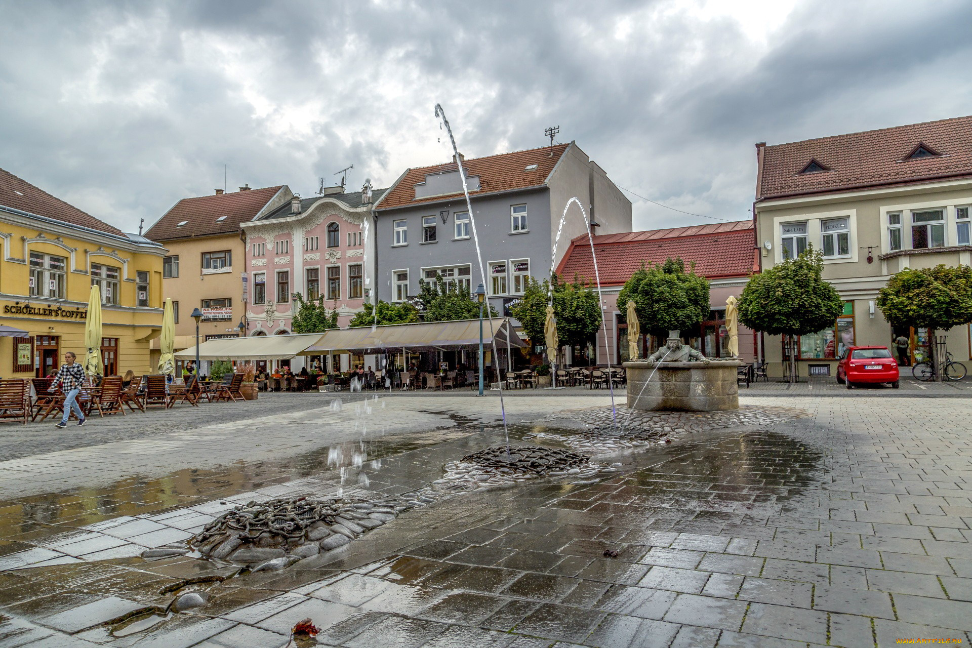 trencin, slovakia, города, -, фонтаны