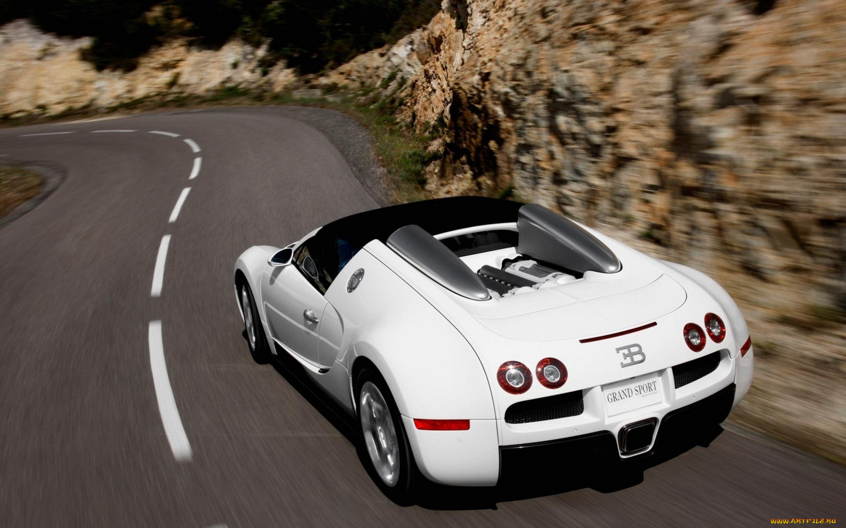 bugatti, veyron, автомобили, белый, скалы, дорога, поворот, скорость