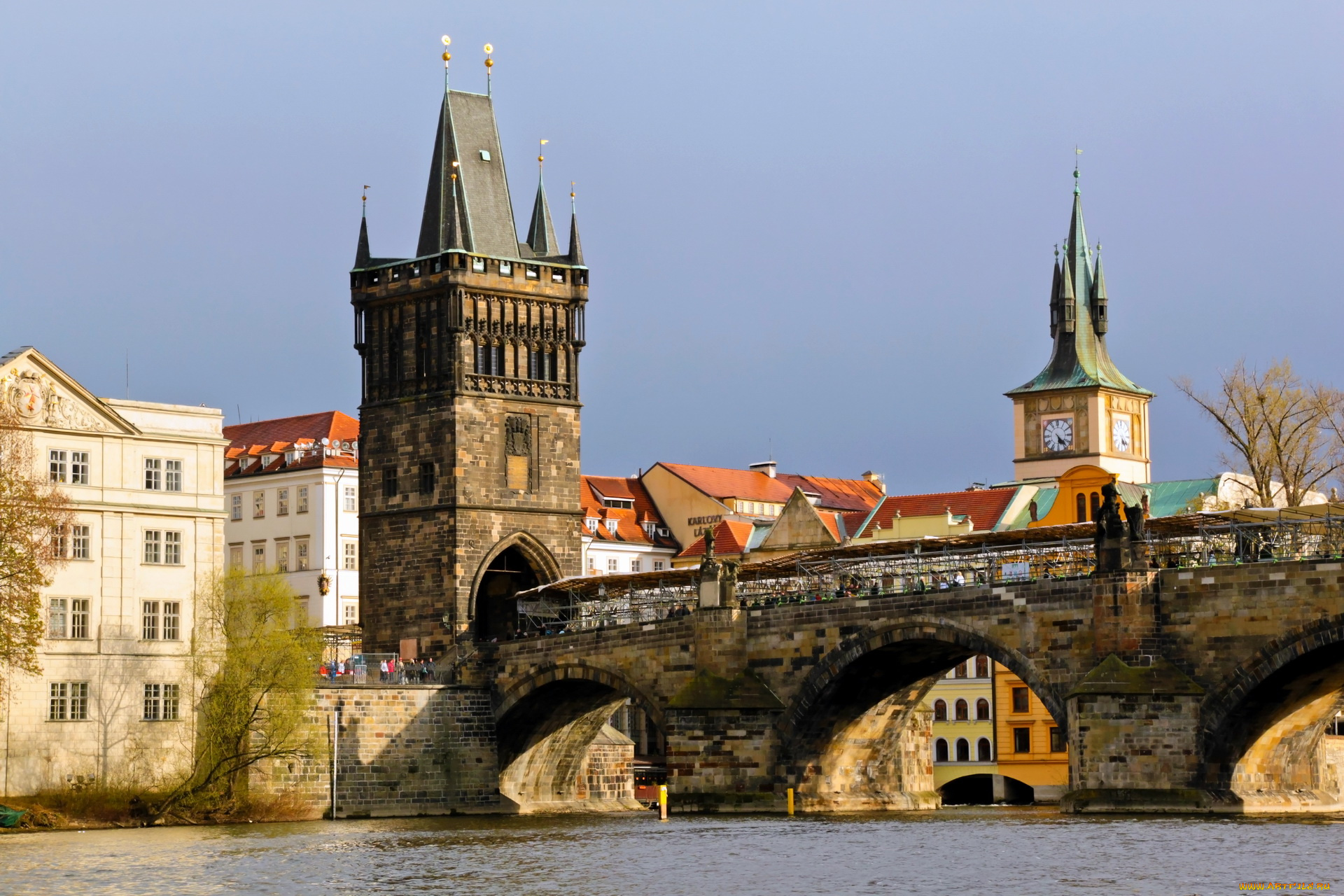 прага, города, Чехия, мост, река