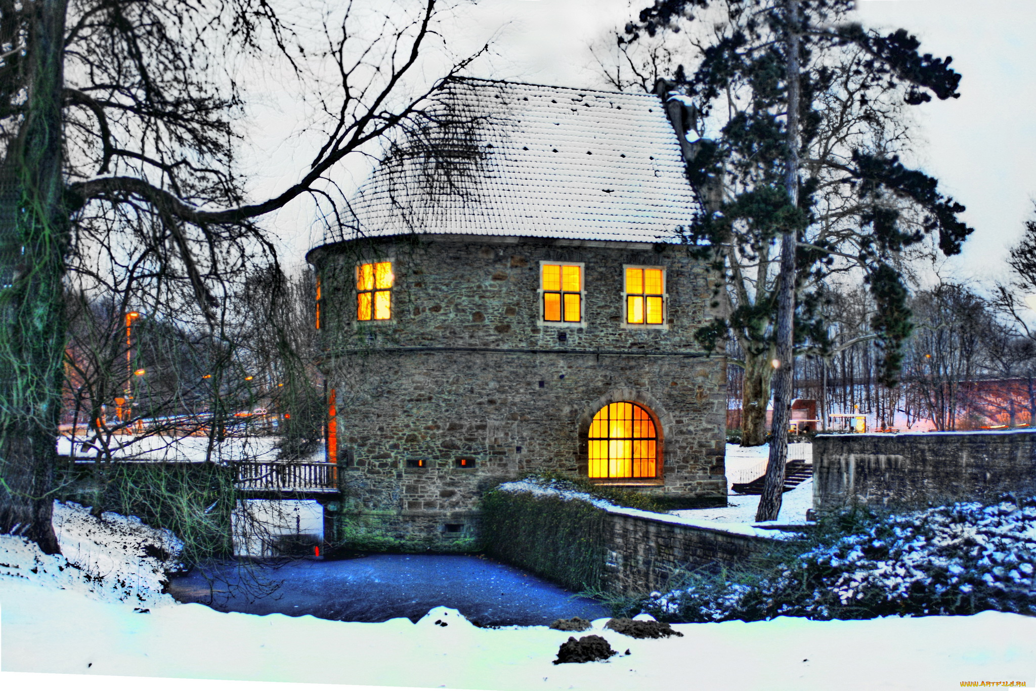 германия, dortmund, castle, br&, 252, nninghausen, города, дворцы, замки, крепости, замок, зима, снег