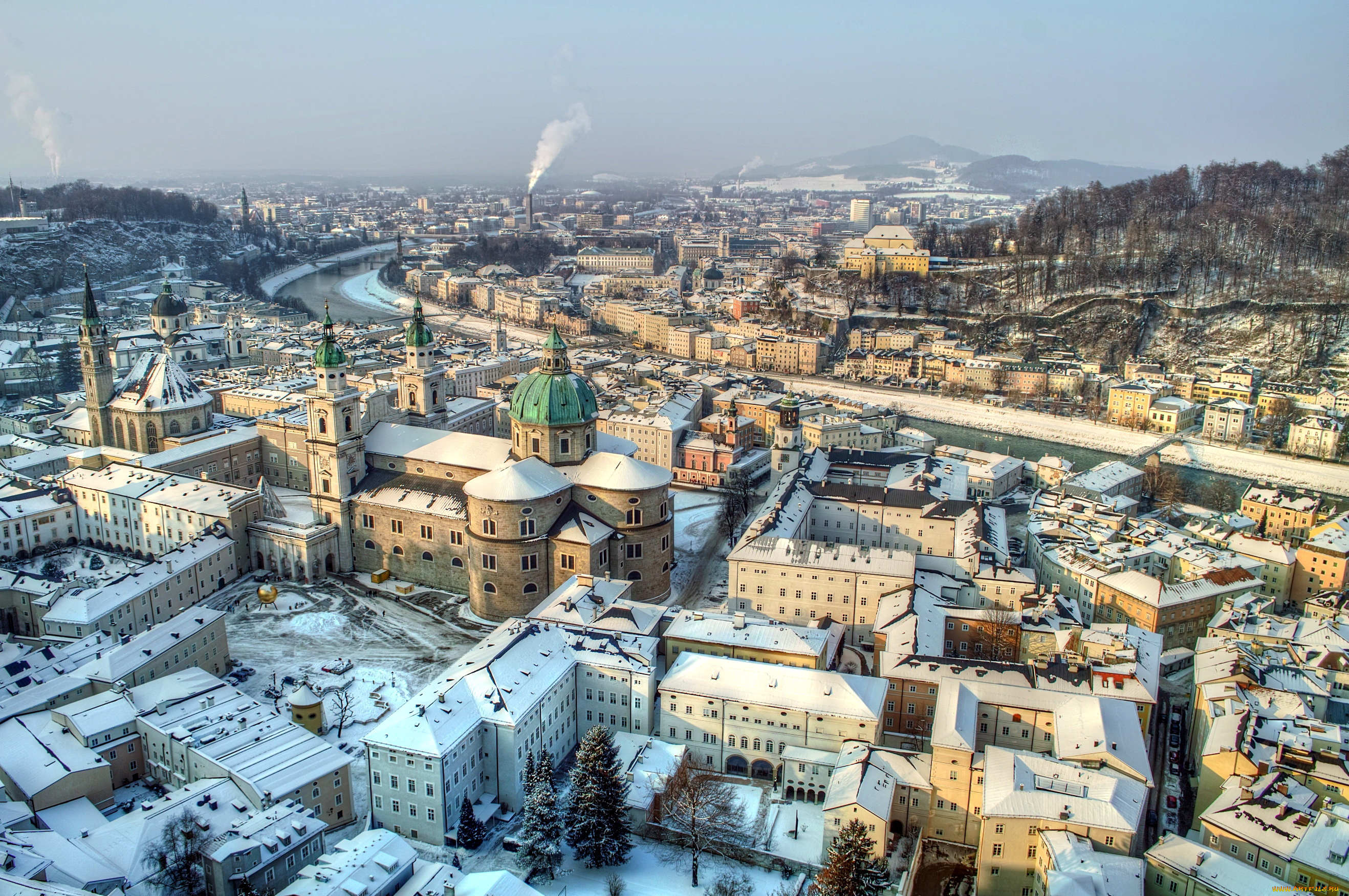 австрия, зальцбург, города, зима, снег