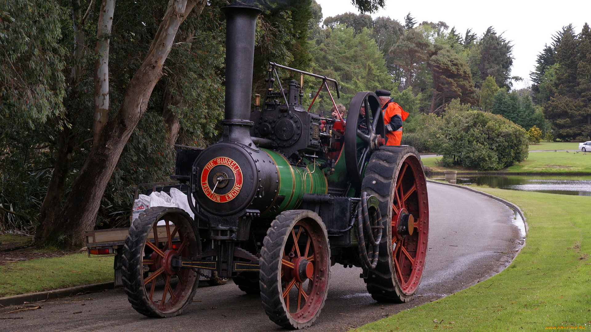 1924, burrell, traction, engine, техника, тракторы, колесный, трактор, паровой