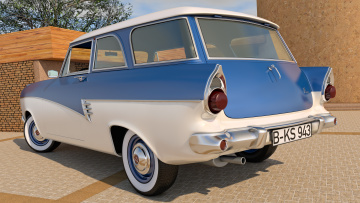 обоя автомобили, 3д, taunus, ford, 1957, p2, 17m