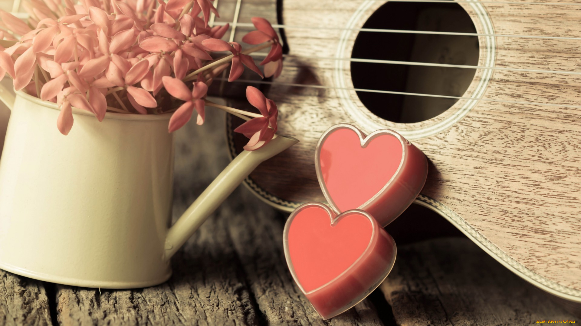 праздничные, день, святого, валентина, , сердечки, , любовь, сердце, romantic, heart, love, vintage, цветы, гитара