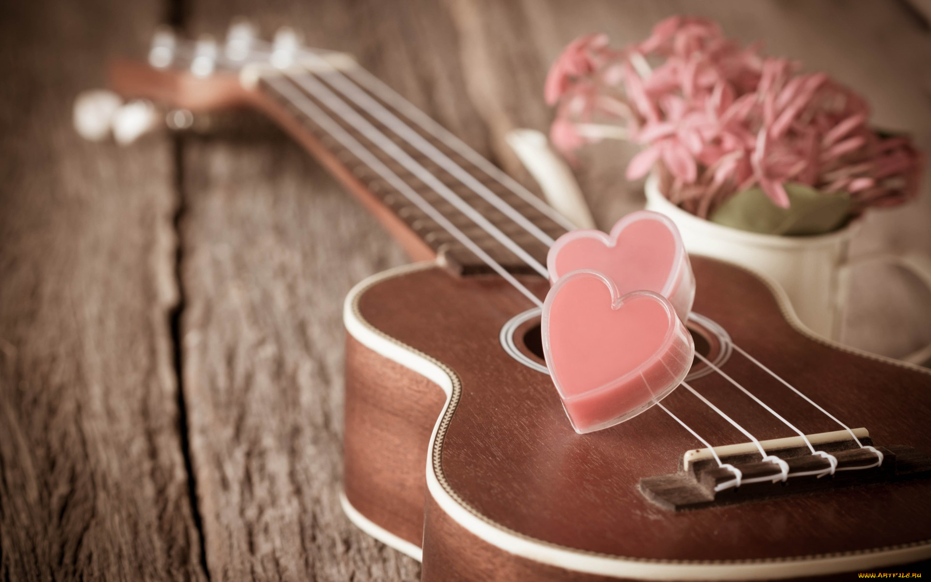 праздничные, день, святого, валентина, , сердечки, , любовь, romantic, heart, гитара, сердце, love, vintage