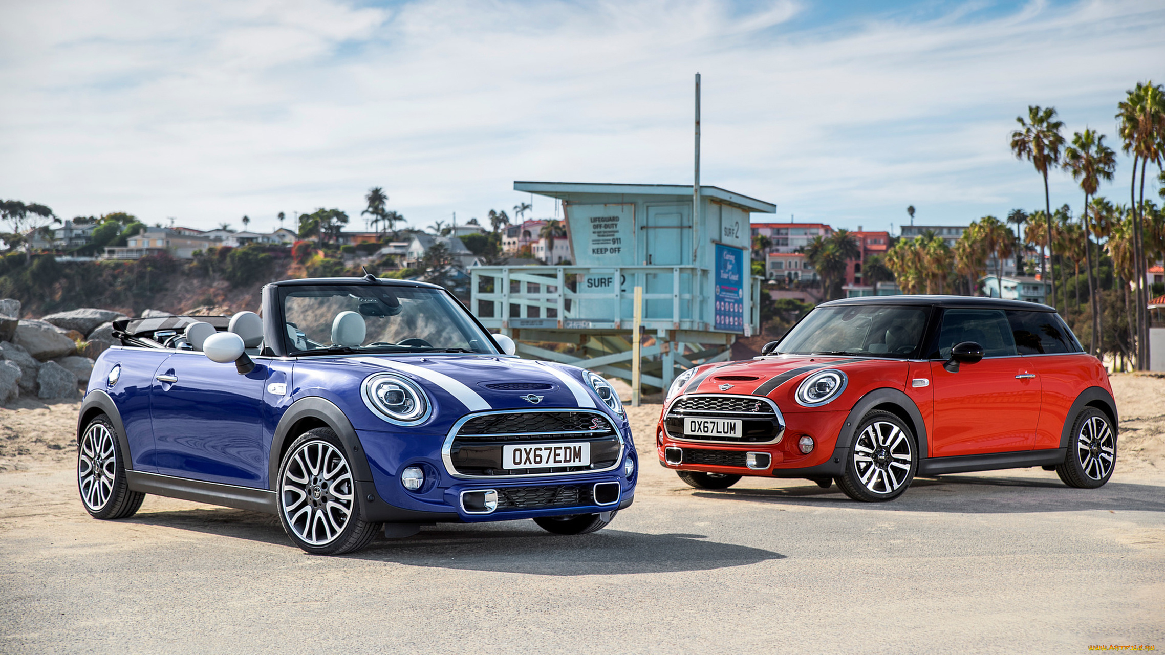 mini, hardtop, 2, door, and, mini, cabrio, 2019, автомобили, mini, blue, cabrio, door, red, 2019, 2, hardtop