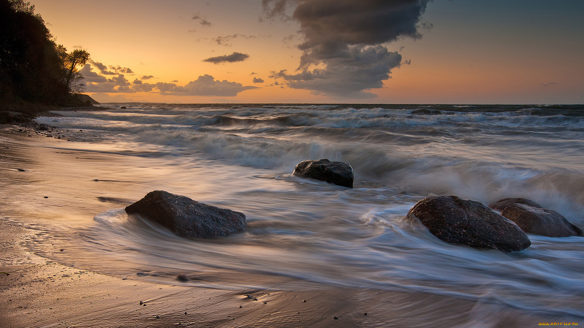 природа, побережье, камни, вода