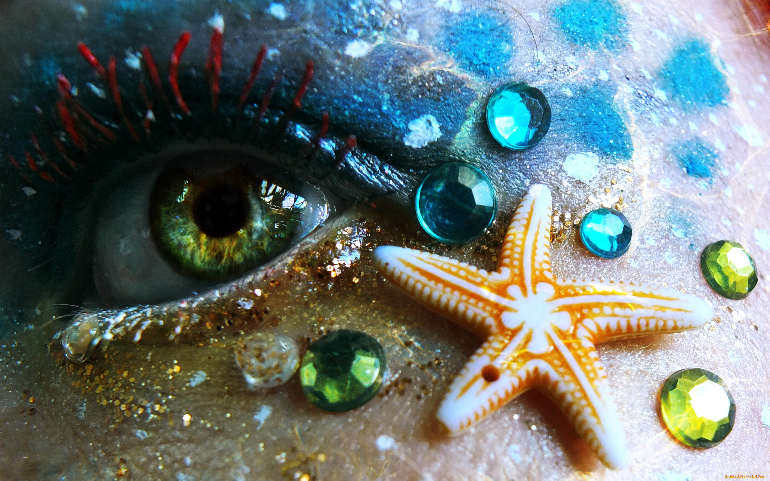 русалка, разное, глаза, глаз, океан, морская, звезда