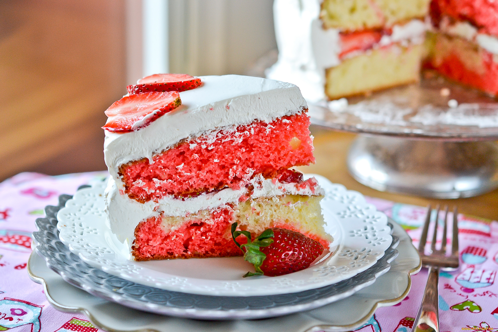 strawberry, swirl, cake, еда, торты, торт, клубника