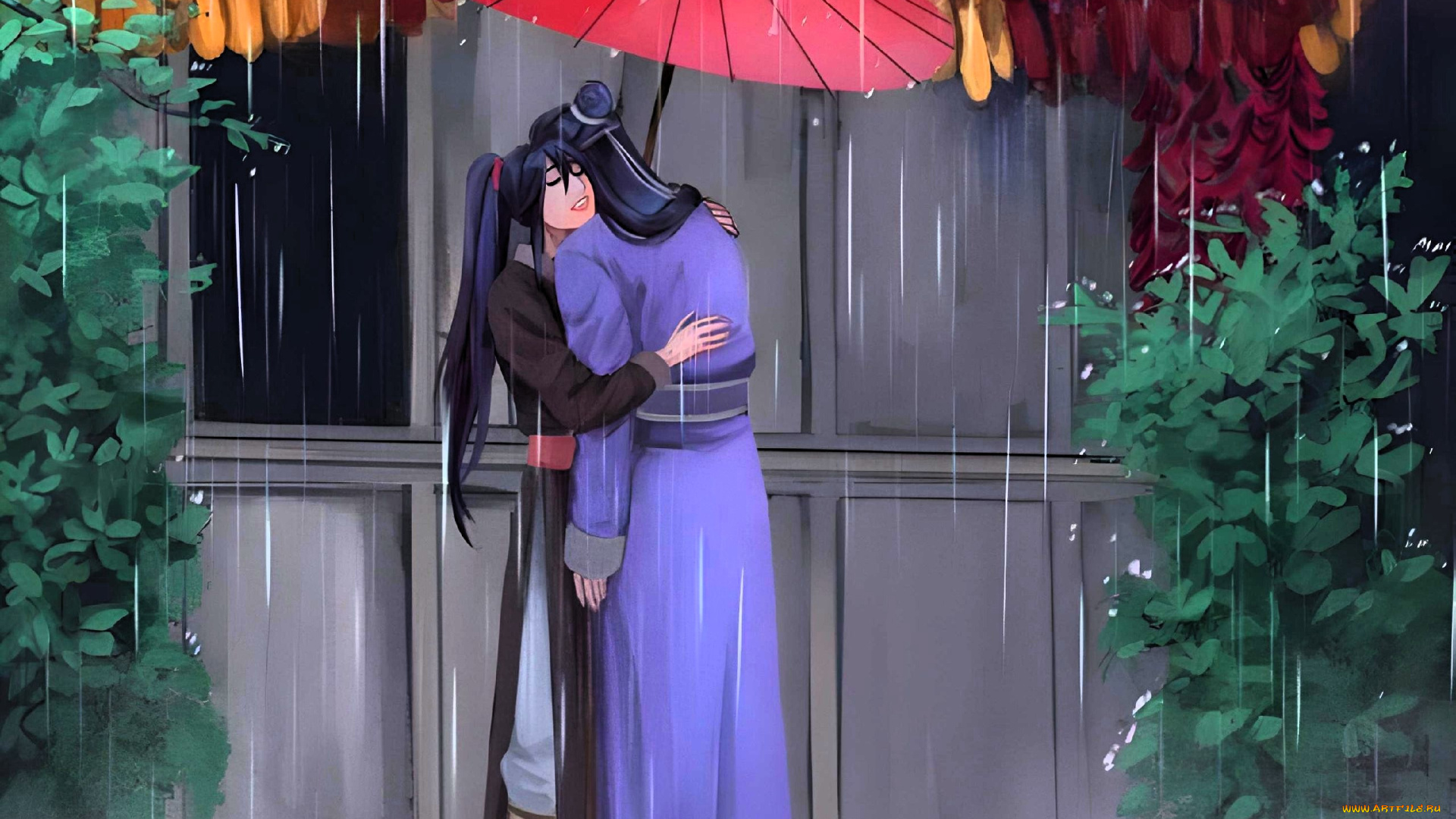 аниме, mo, dao, zu, shi, цзян, чэн, вэй, усянь, зонт, дождь