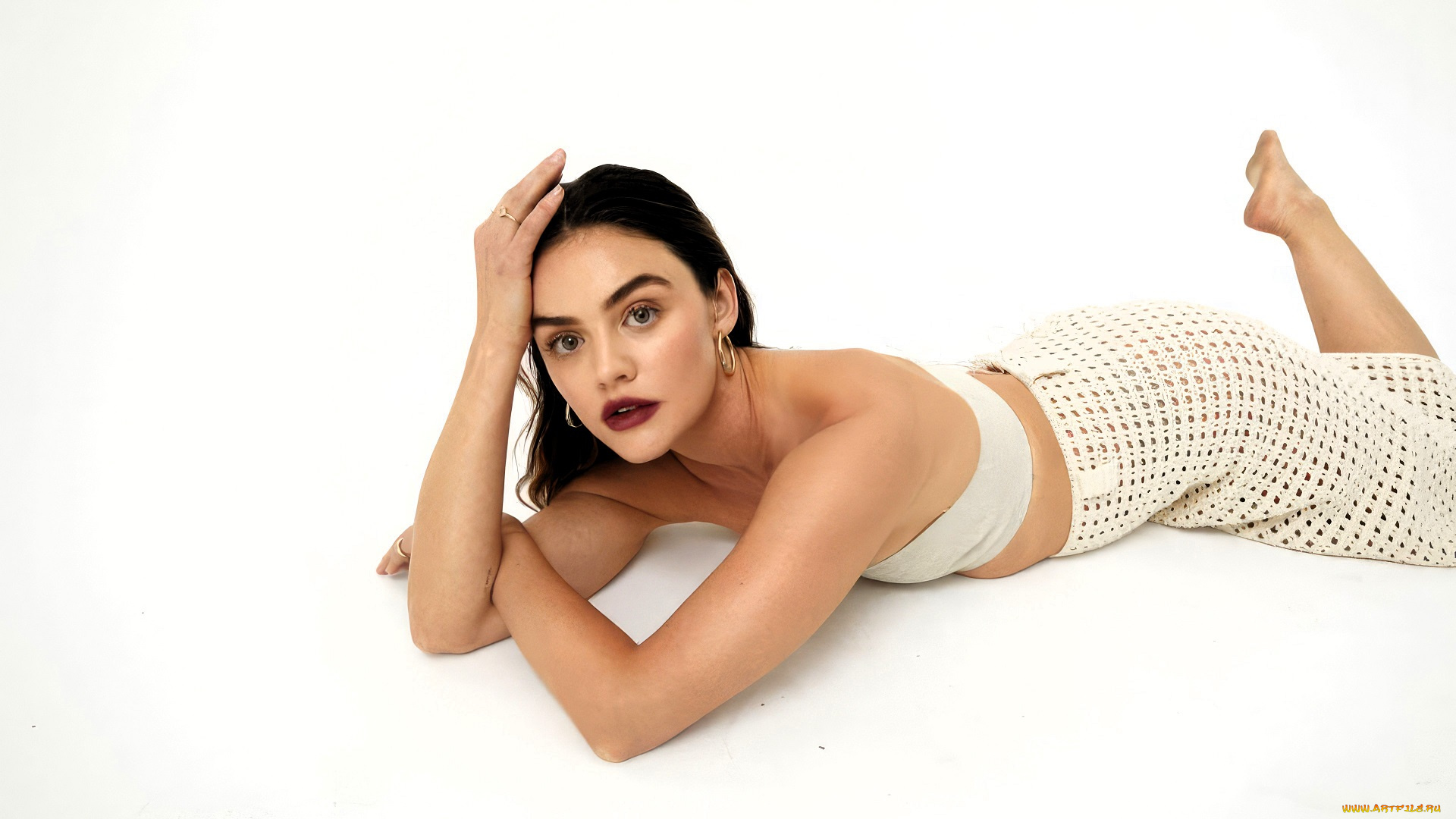 девушки, lucy, hale, брюнетка, топ, юбка