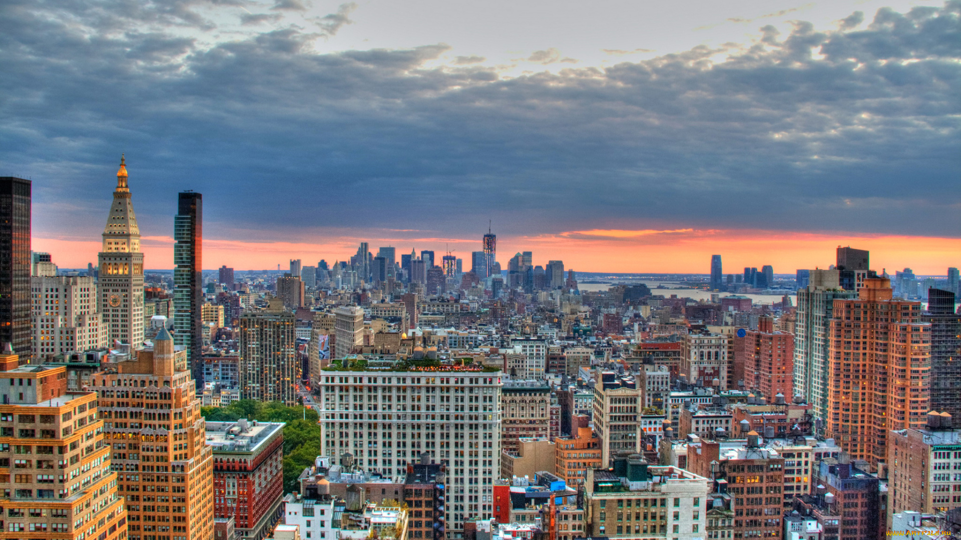 города, нью-йорк, , сша, new, york, дома, панорама