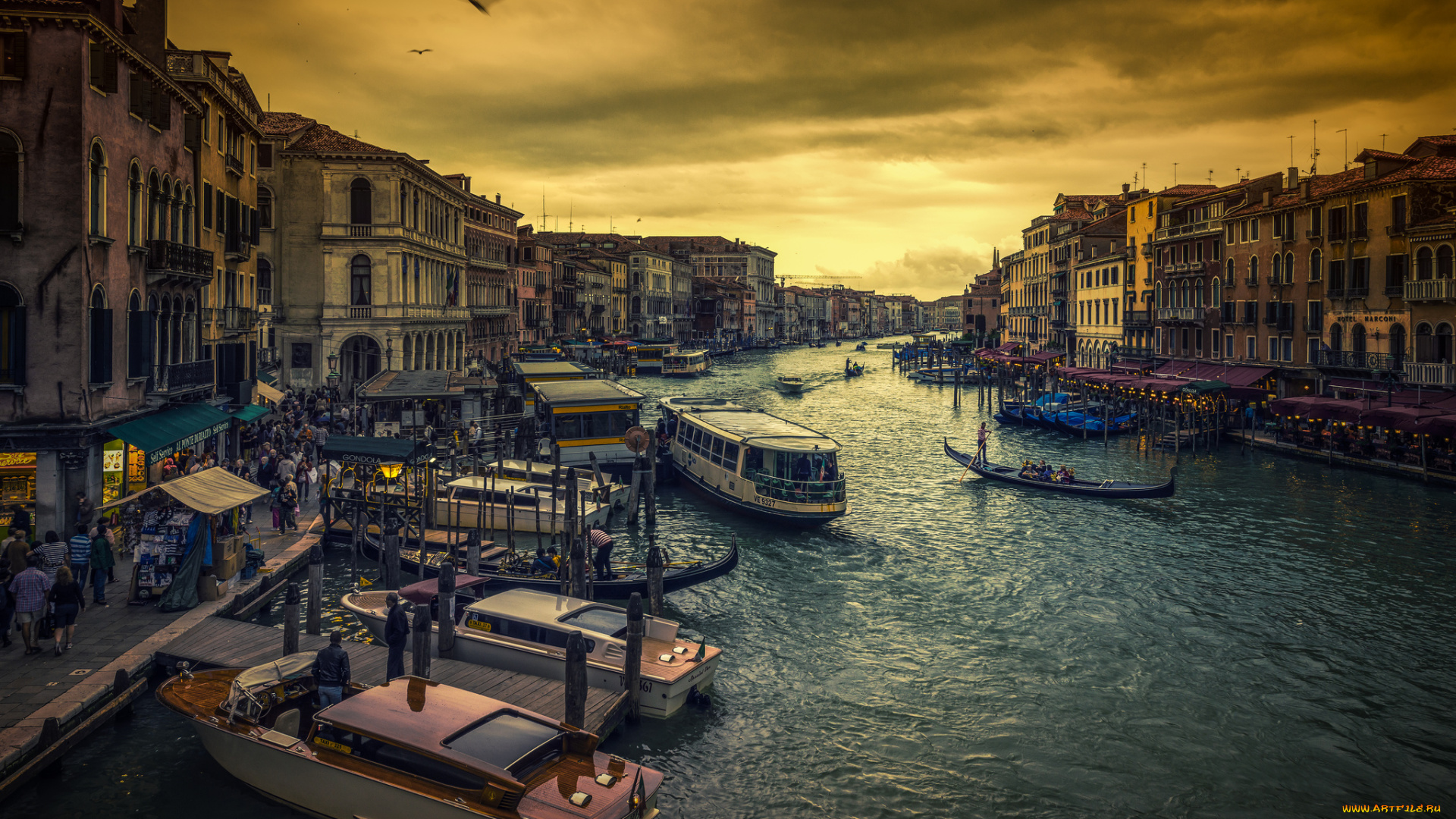 venice, города, венеция, , италия, канал, дома, набережная, лодки, тучи
