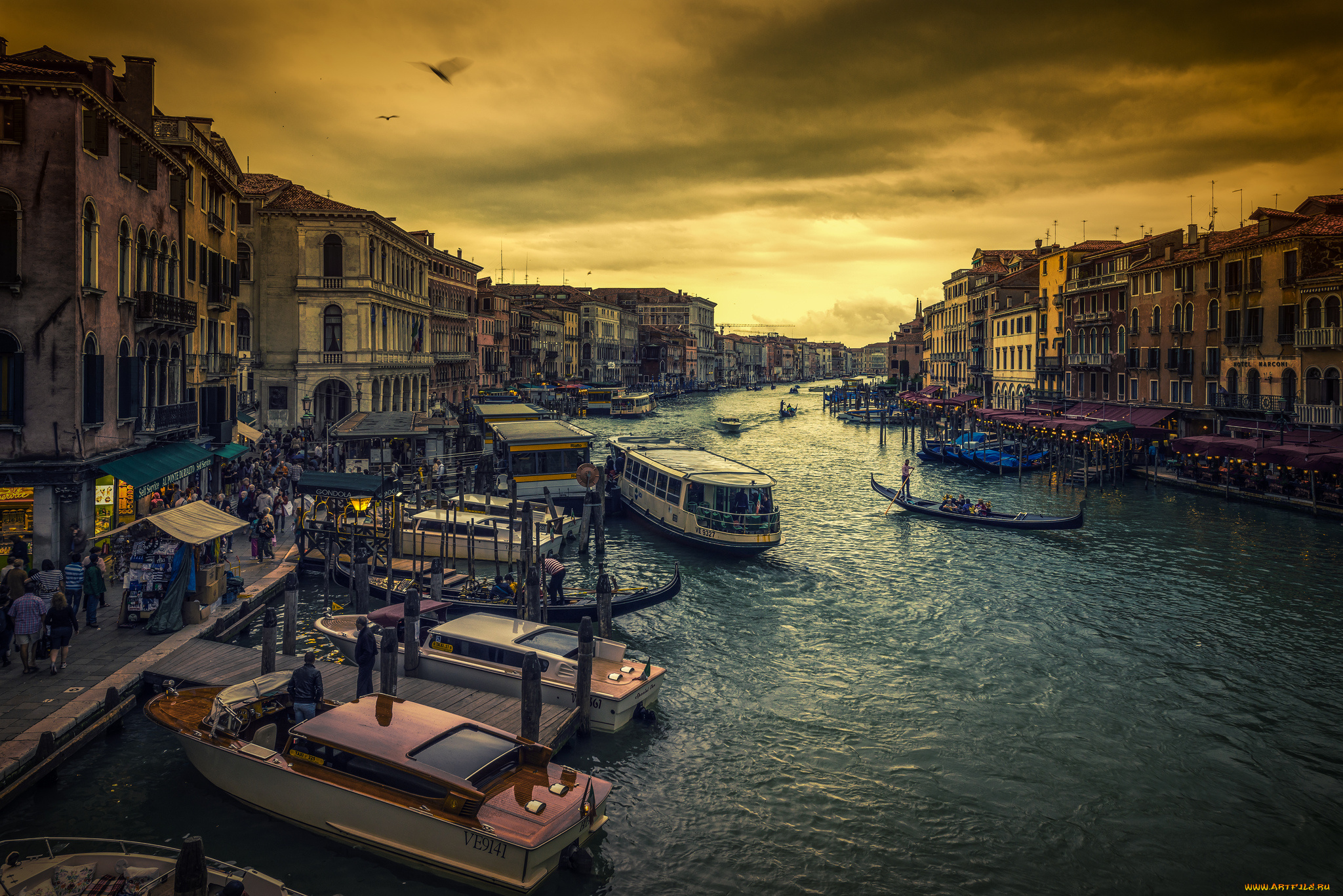 venice, города, венеция, , италия, канал, дома, набережная, лодки, тучи