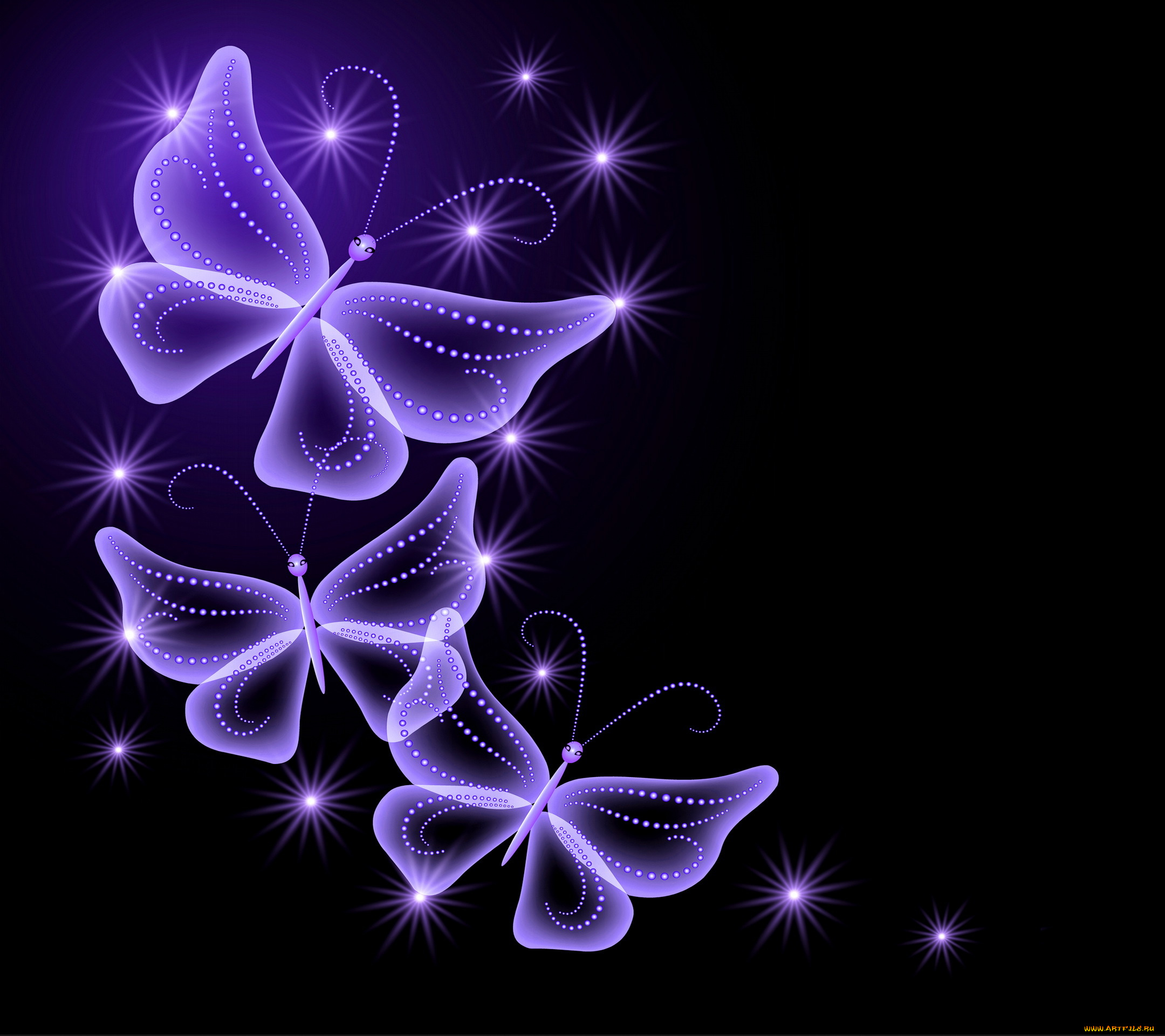 векторная, графика, neon, butterflies, abstract, purple, sparkle, glow, бабочки, неоновые