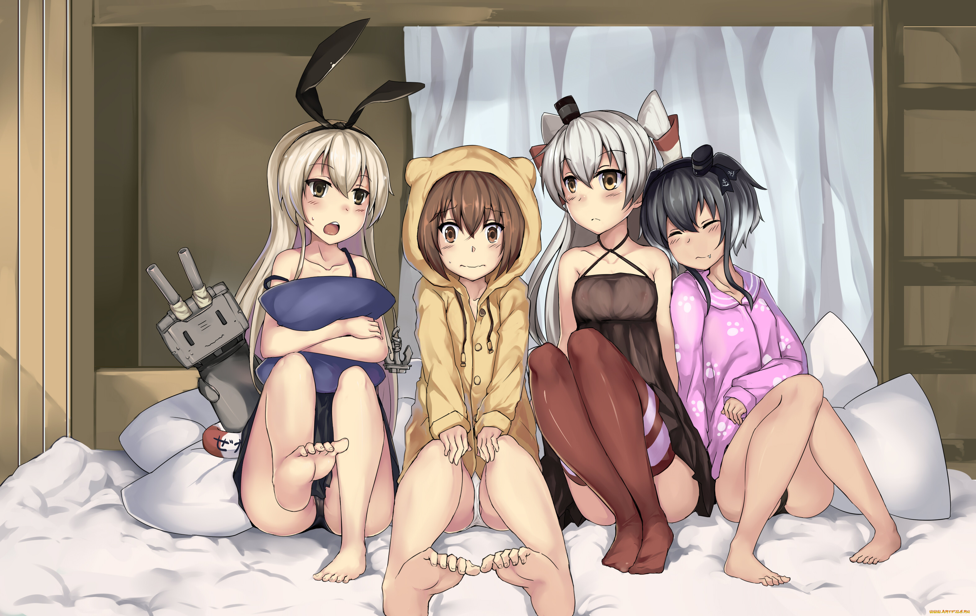 аниме, kantai, collection, kancolle, tokitsukaze, amatsukaze, kantai, collection, shimakaze, lu, hao, liang, yukikaze, rensouhou-chan