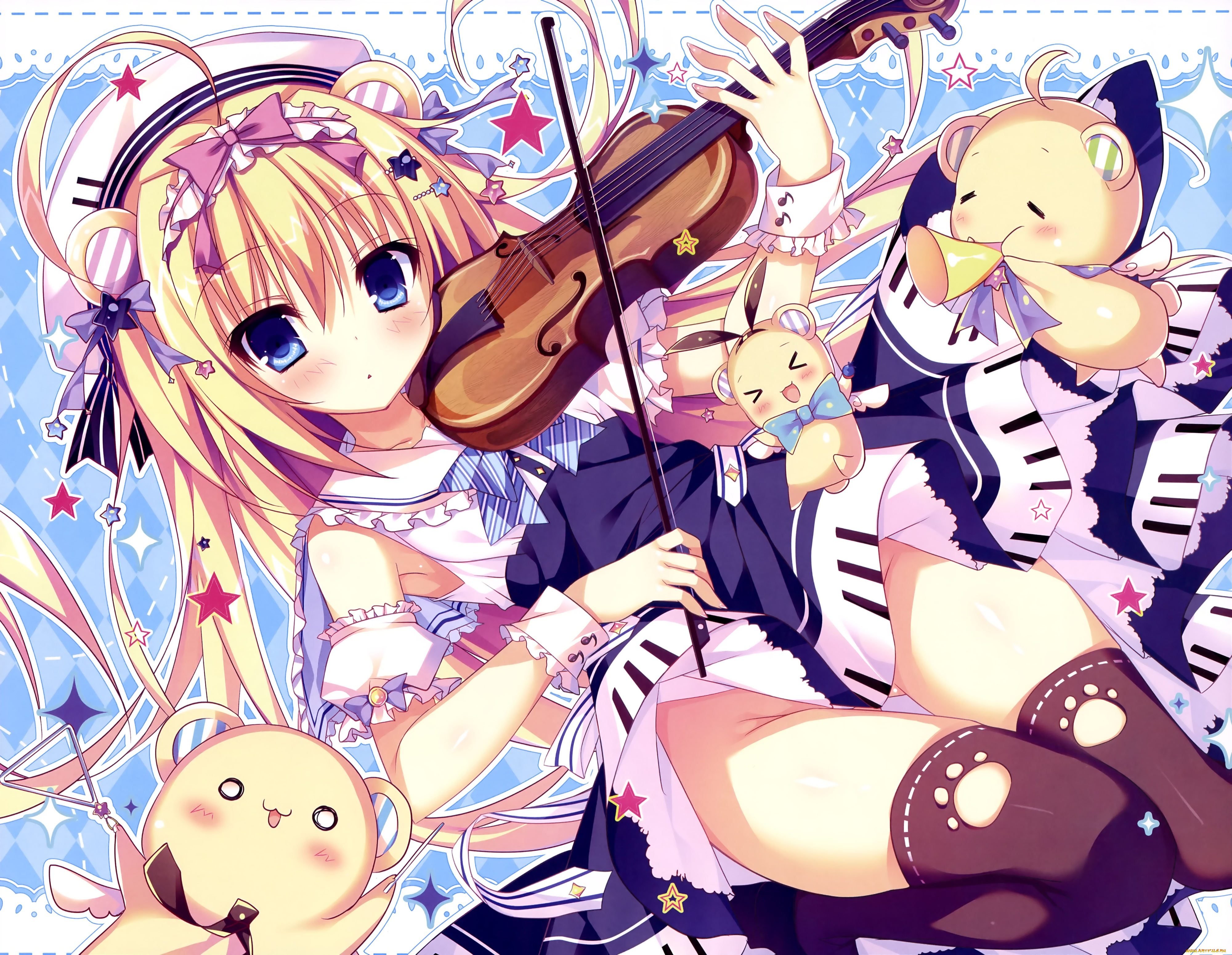 аниме, музыка, скрипка, shiramochi, sakura, девушка